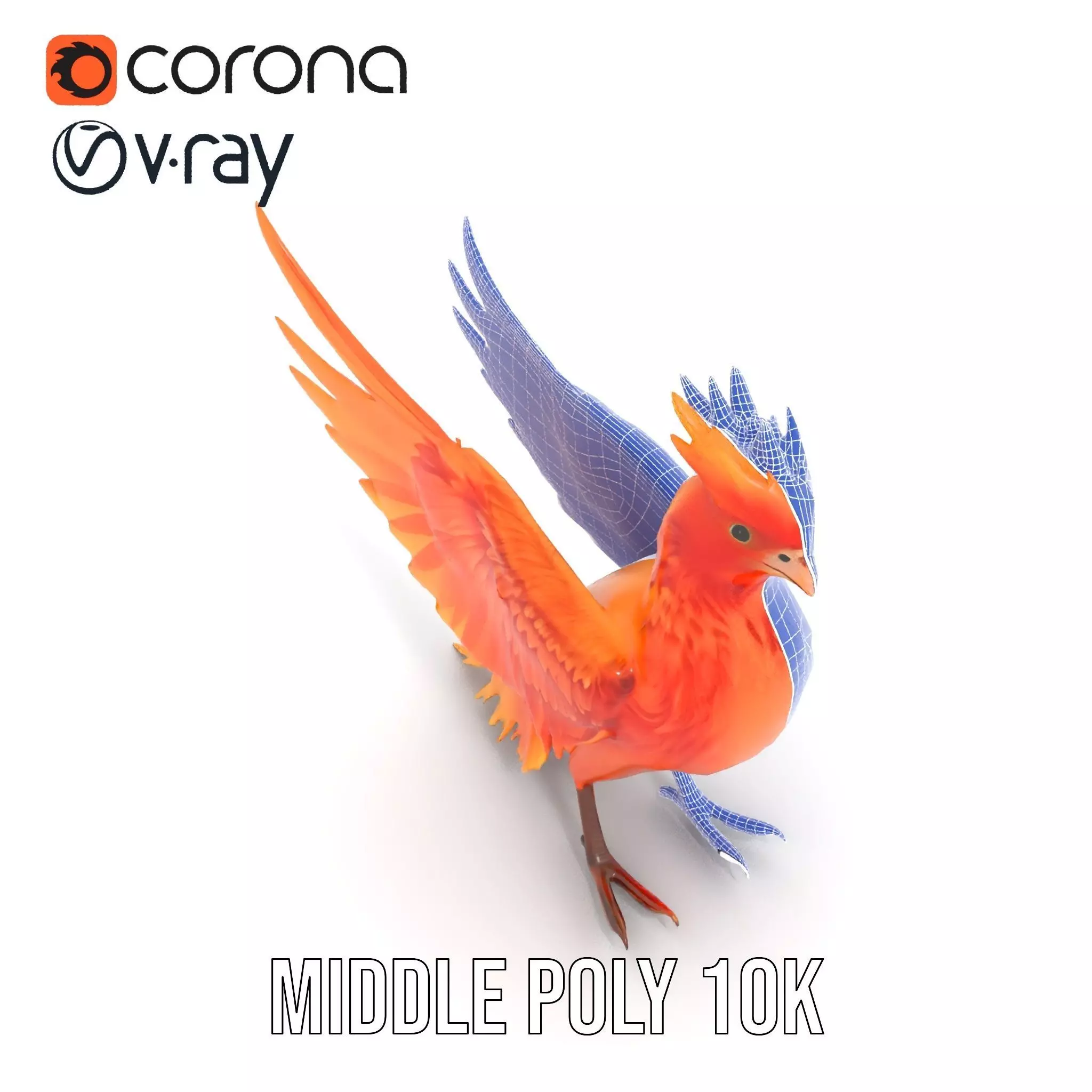 Fiery Phoenix Feather model pack Low-poly 3D model_11