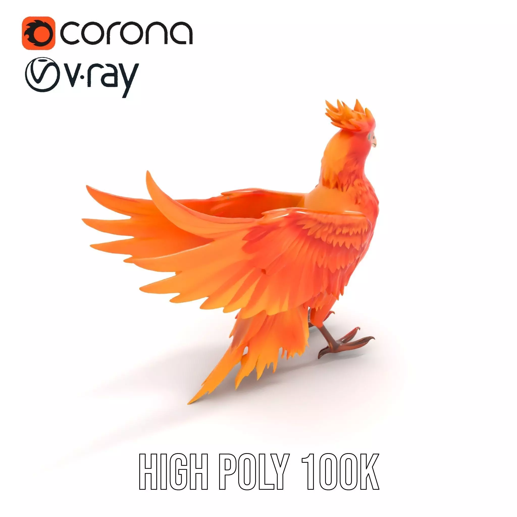Fiery Phoenix Feather model pack Low-poly 3D model_15
