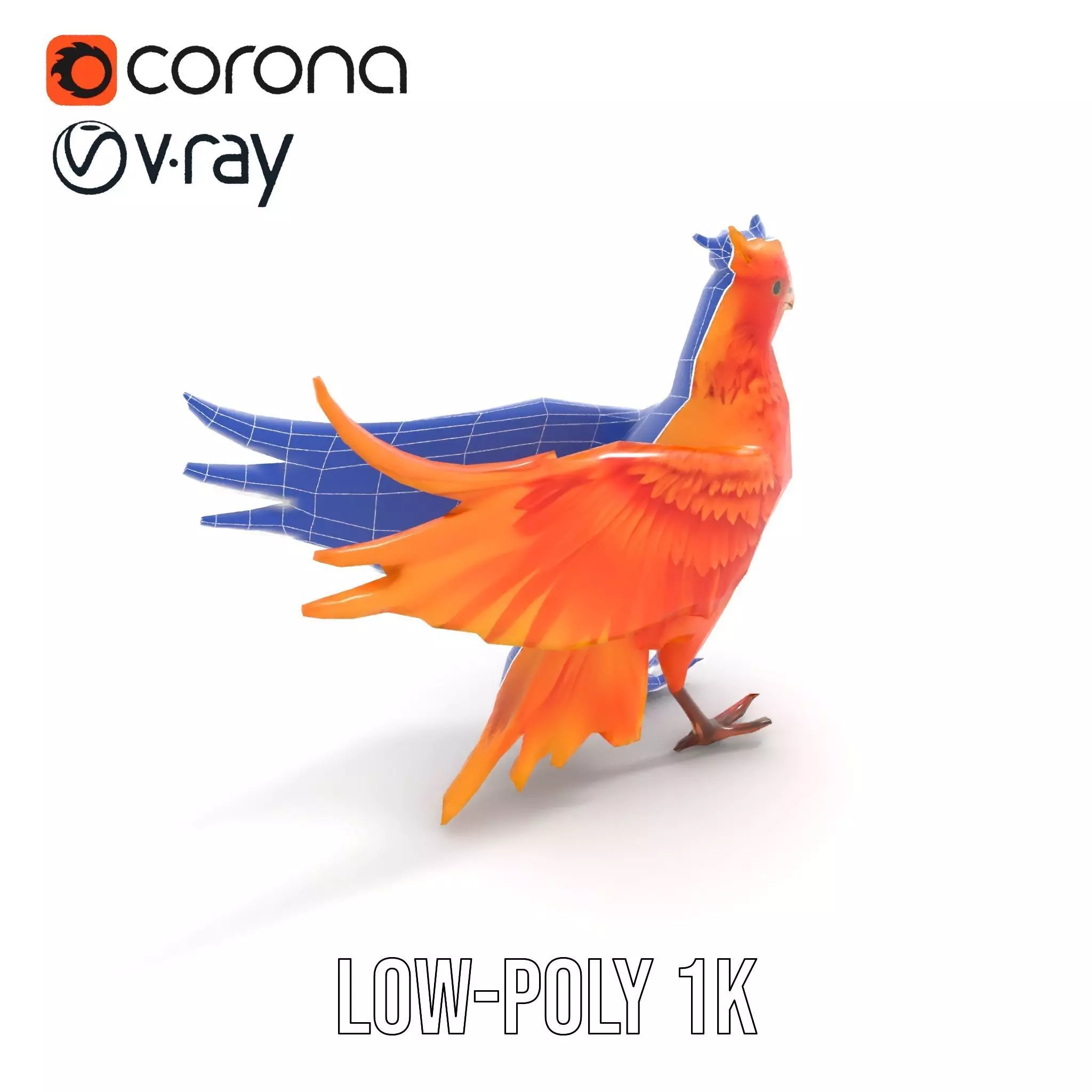 Fiery Phoenix Feather model pack Low-poly 3D model_9