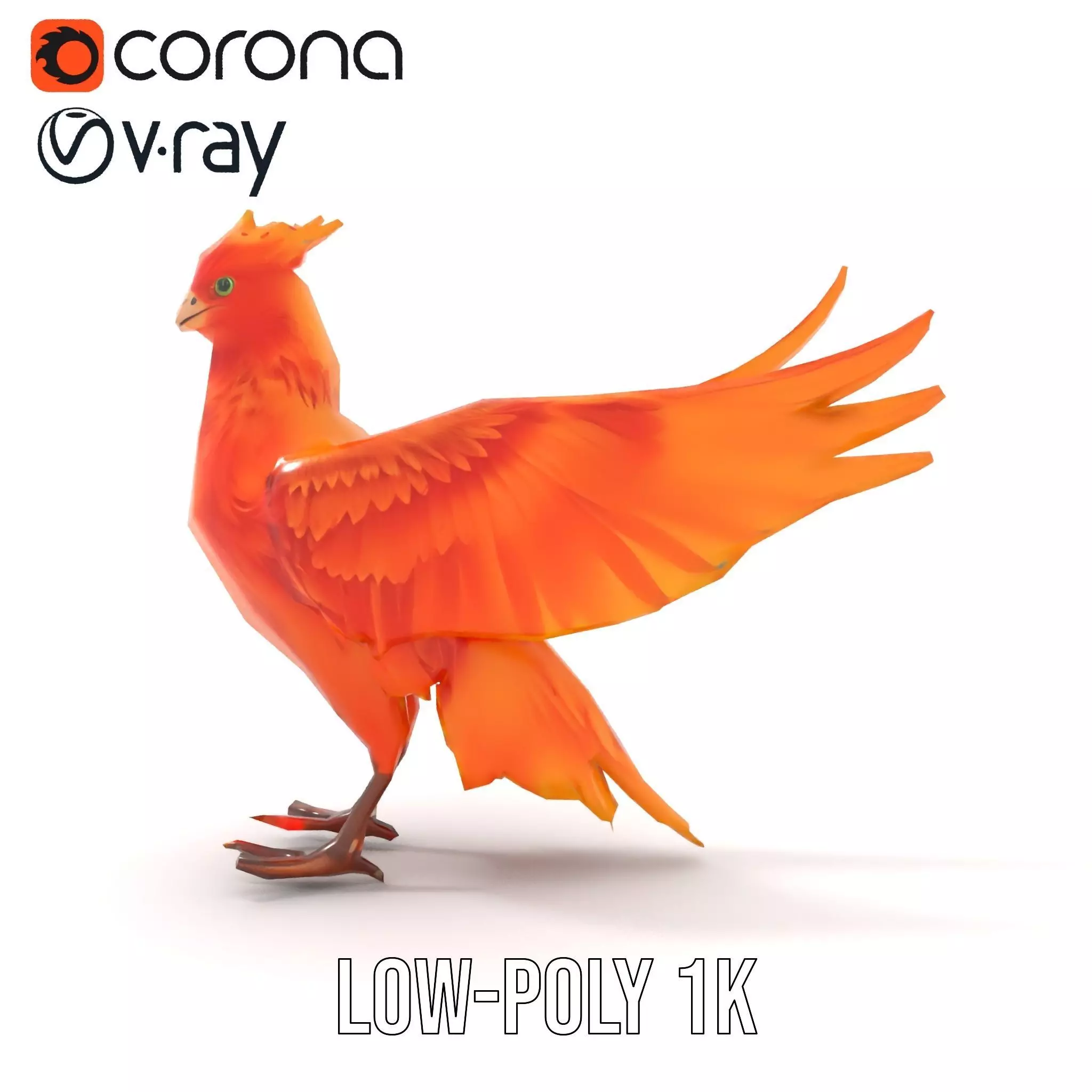 Fiery Phoenix Feather model pack Low-poly 3D model_14