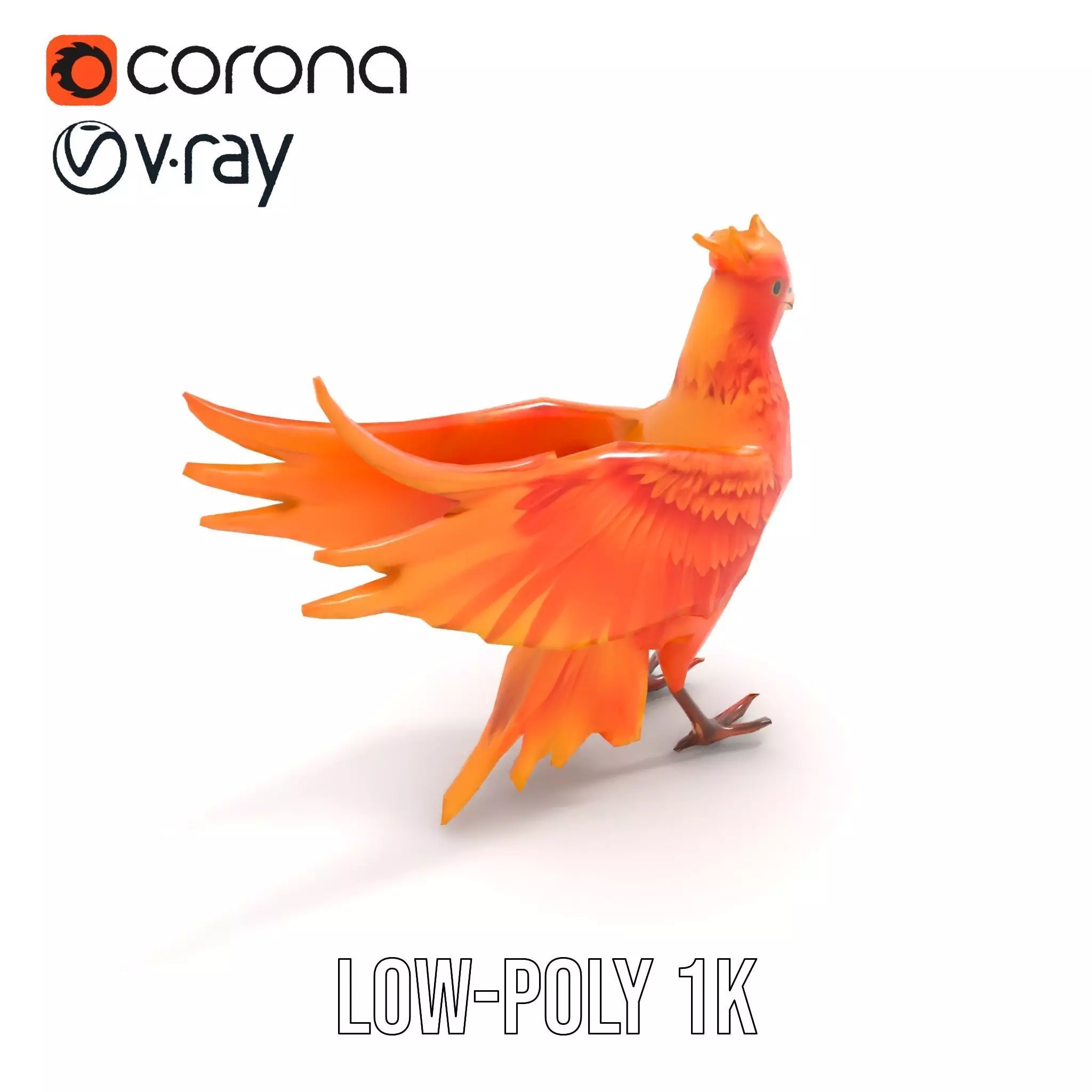 Fiery Phoenix Feather model pack Low-poly 3D model_17