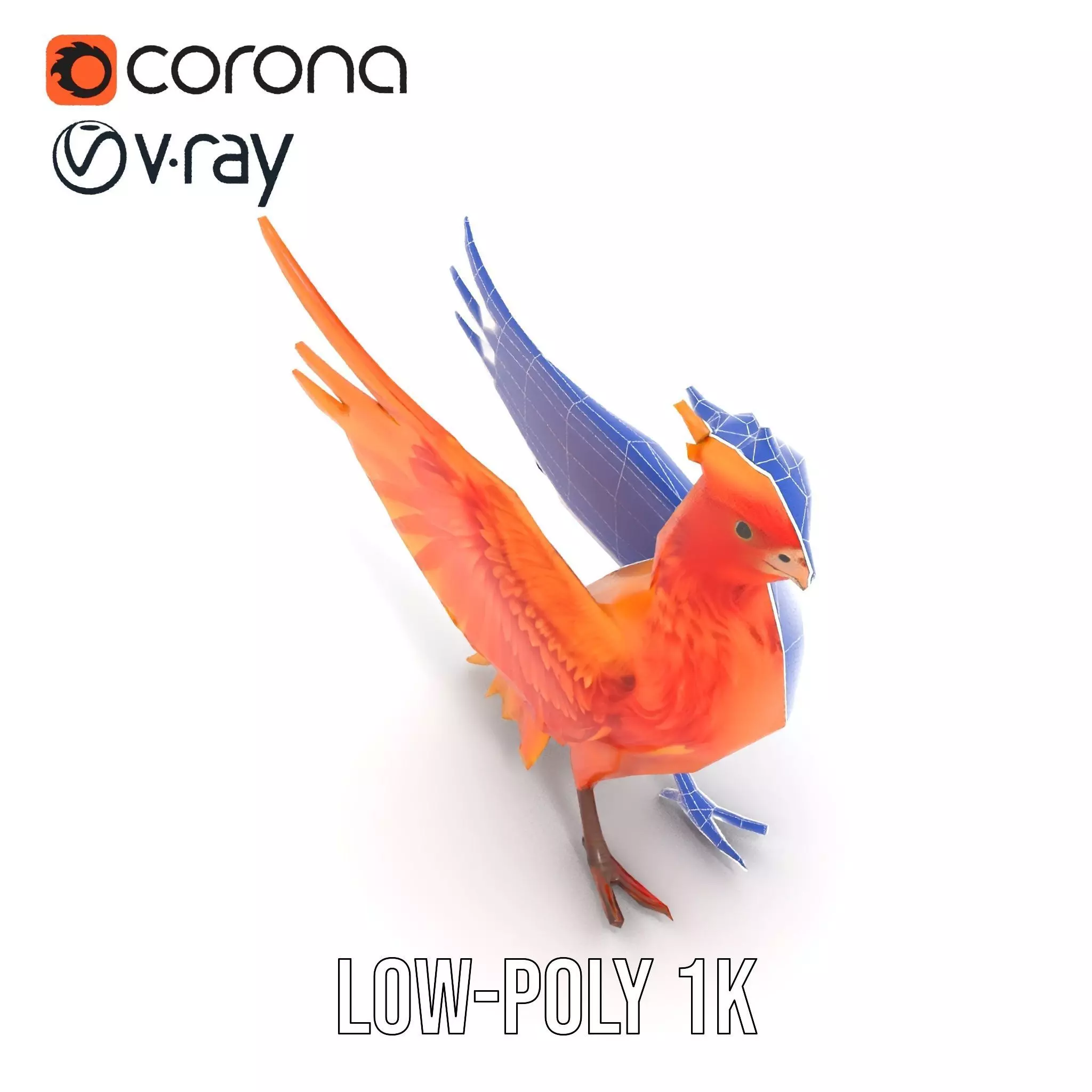 Fiery Phoenix Feather model pack Low-poly 3D model_22