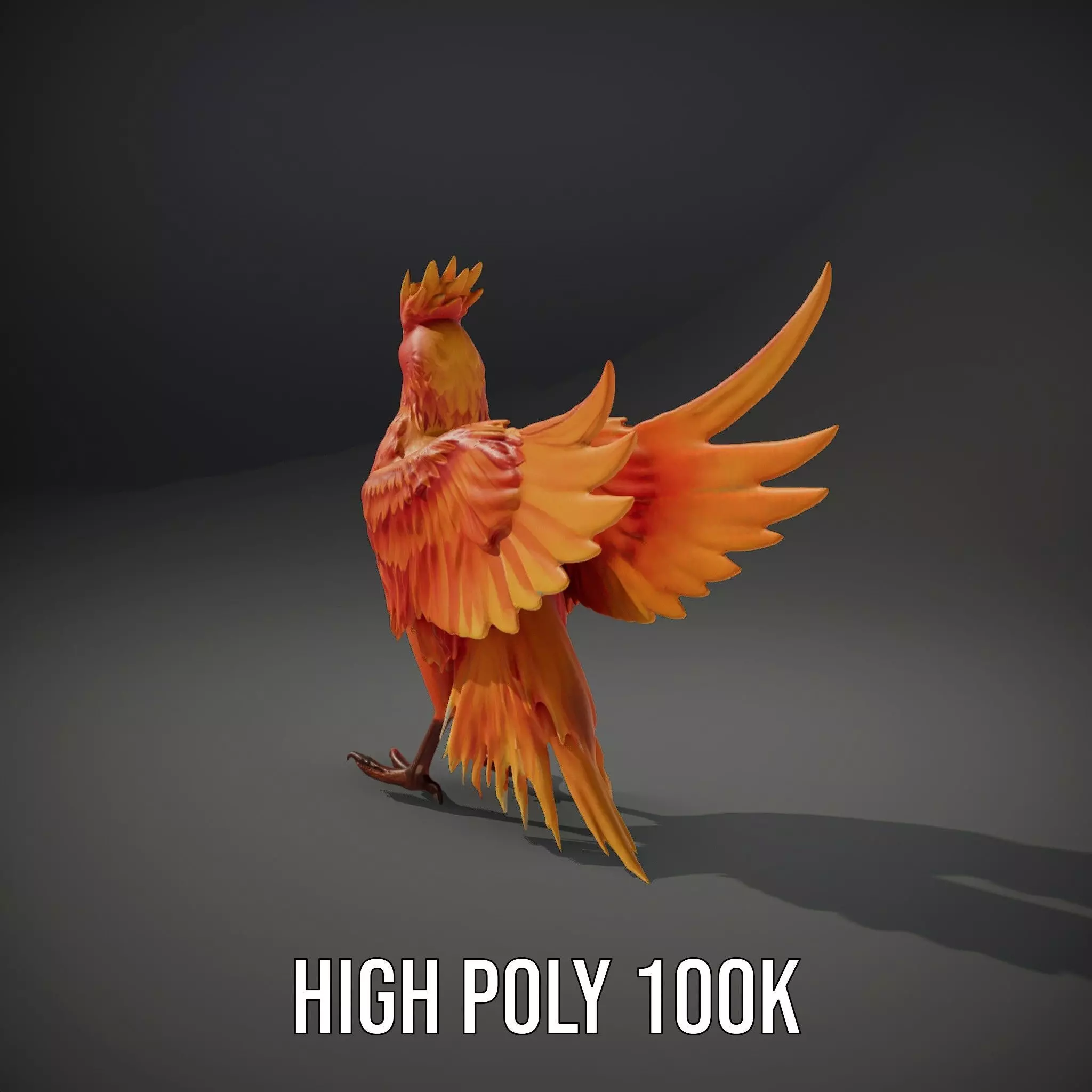 Fiery Phoenix Feather model pack Low-poly 3D model_10