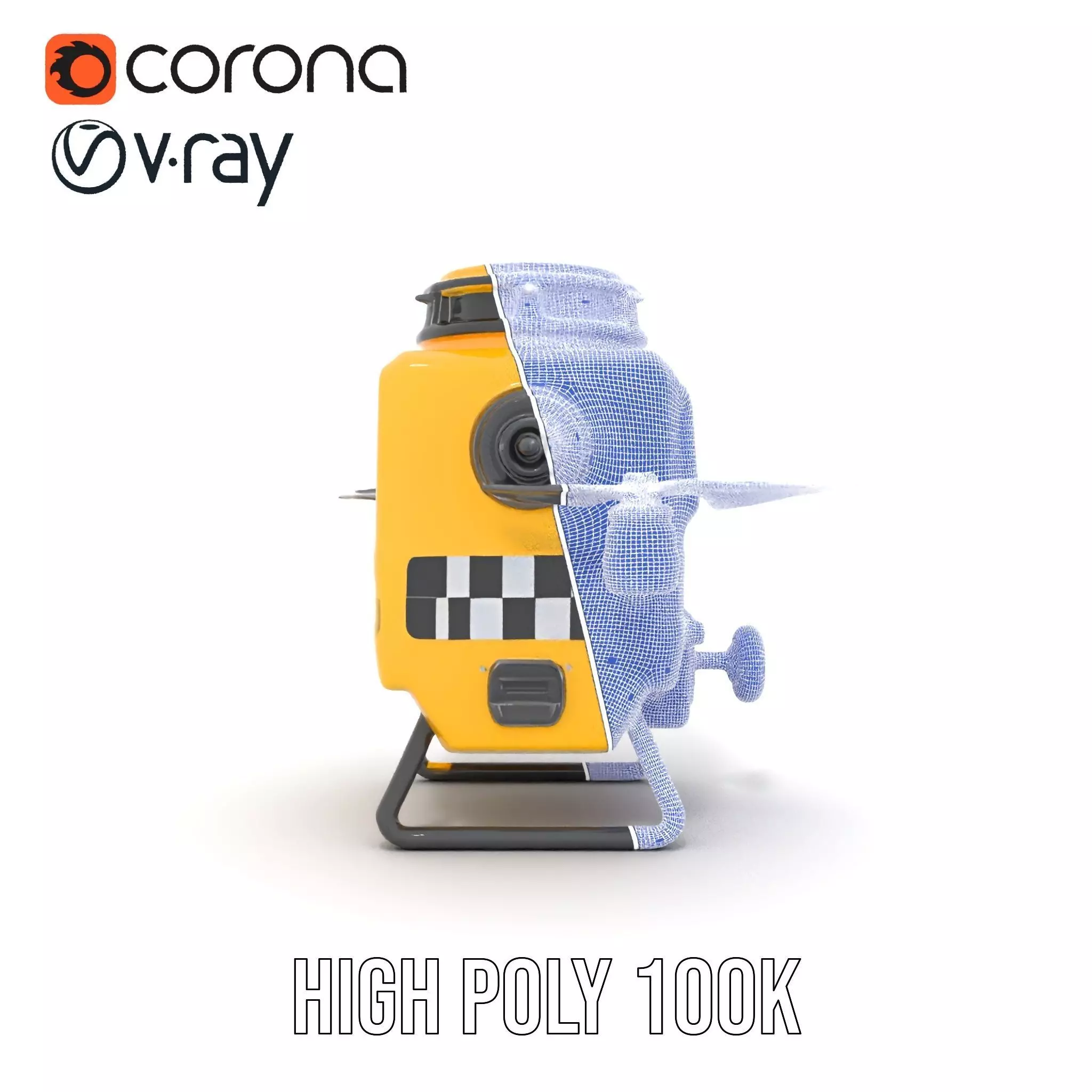 Yellow Surveillance Drone model pack Low-poly 3D model_32