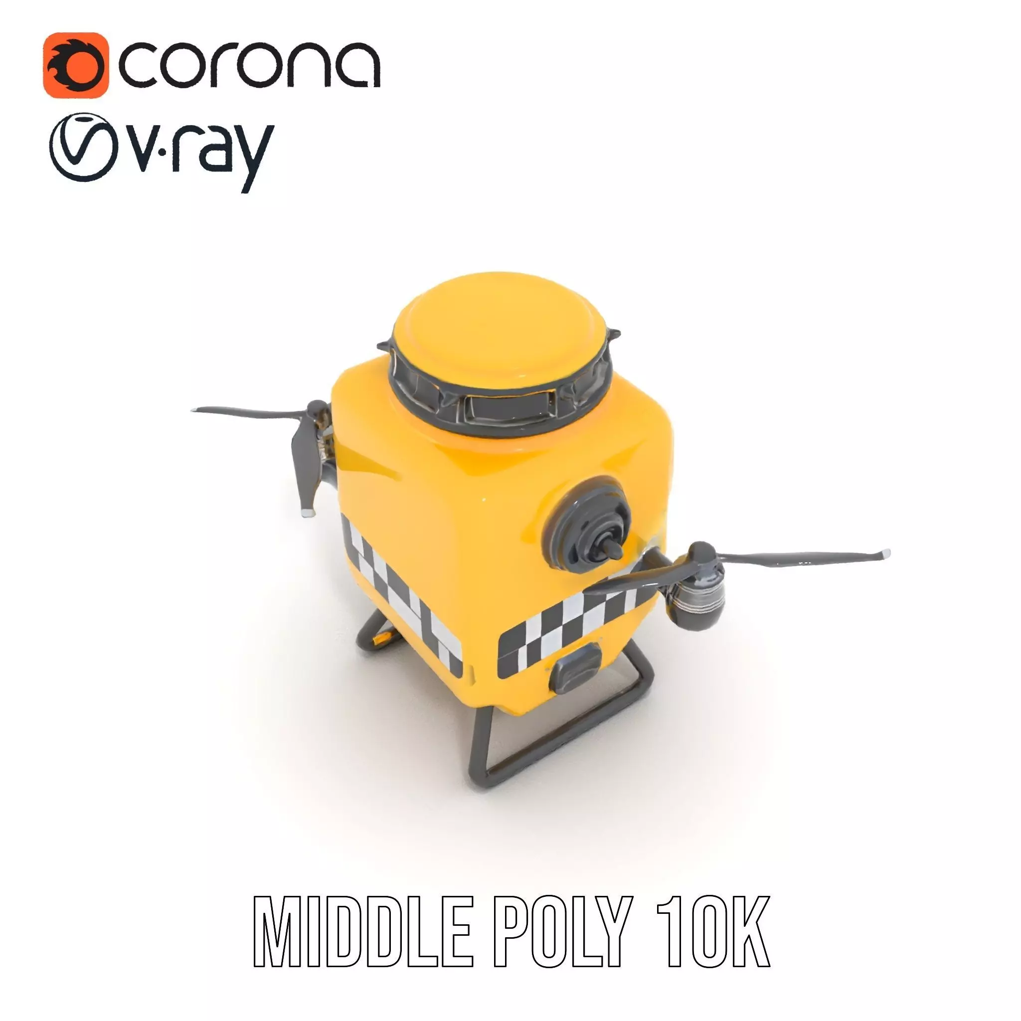 Yellow Surveillance Drone model pack Low-poly 3D model_6