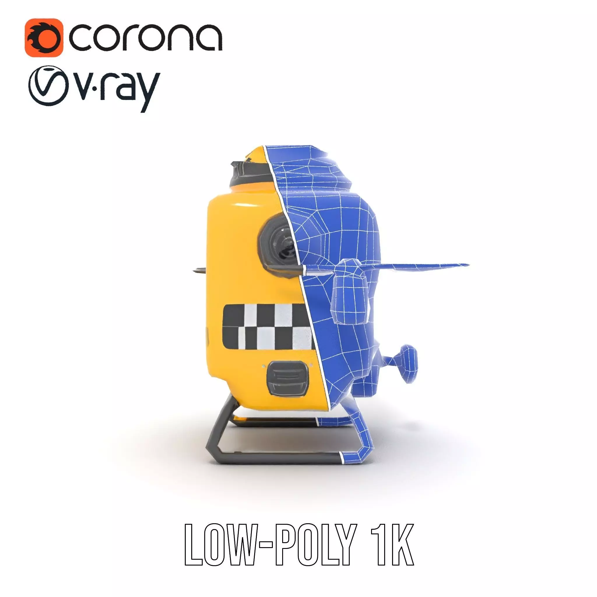 Yellow Surveillance Drone model pack Low-poly 3D model_25