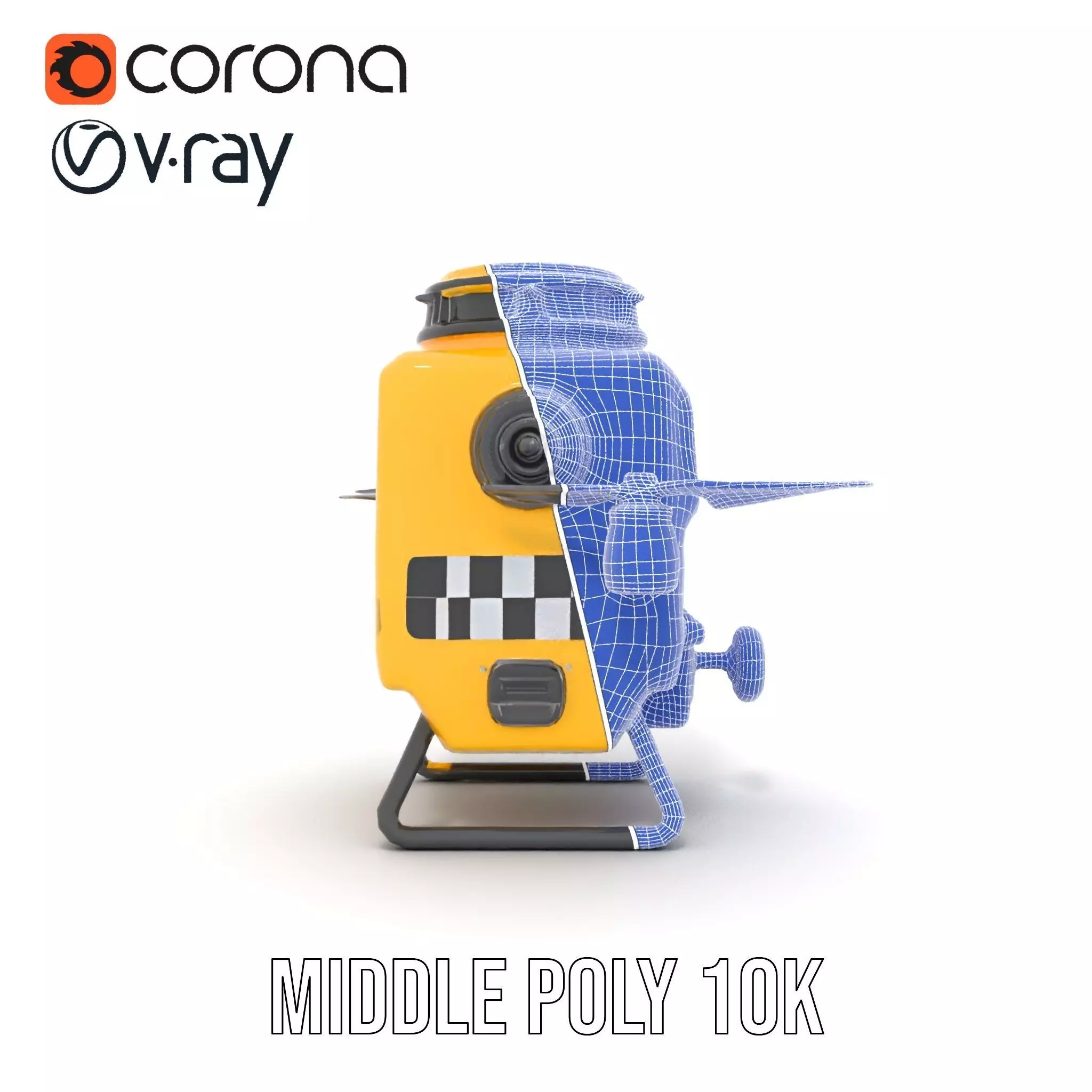 Yellow Surveillance Drone model pack Low-poly 3D model_30