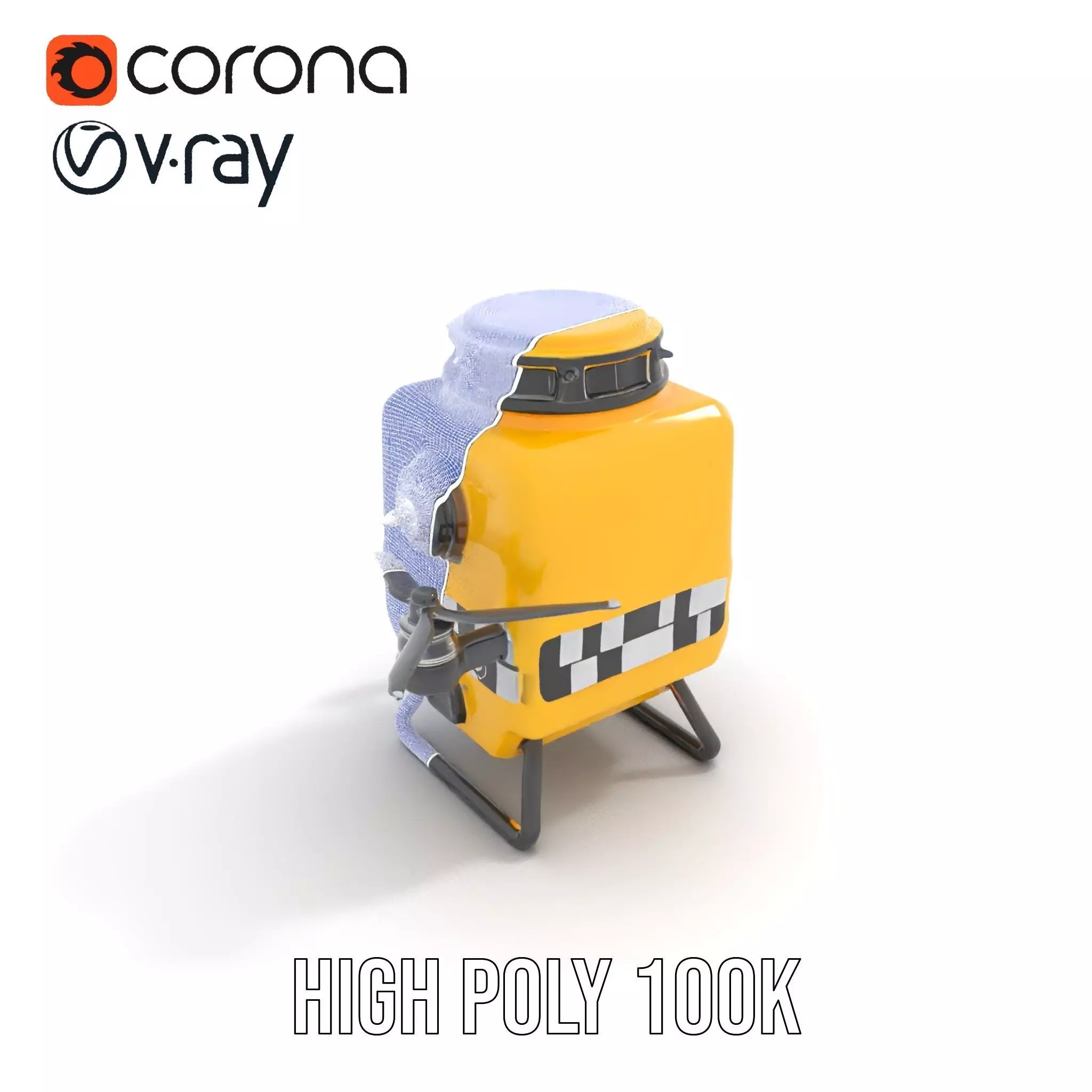 Yellow Surveillance Drone model pack Low-poly 3D model_26