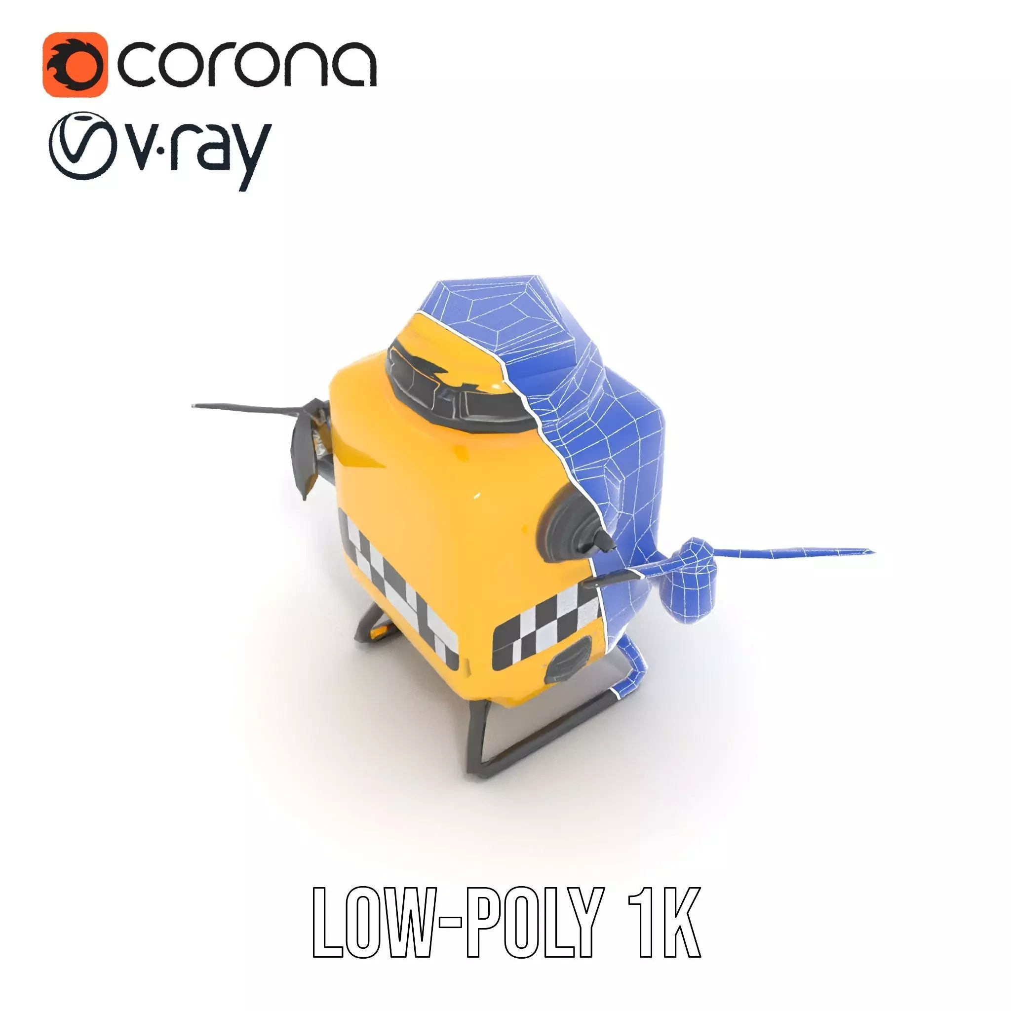 Yellow Surveillance Drone model pack Low-poly 3D model_28