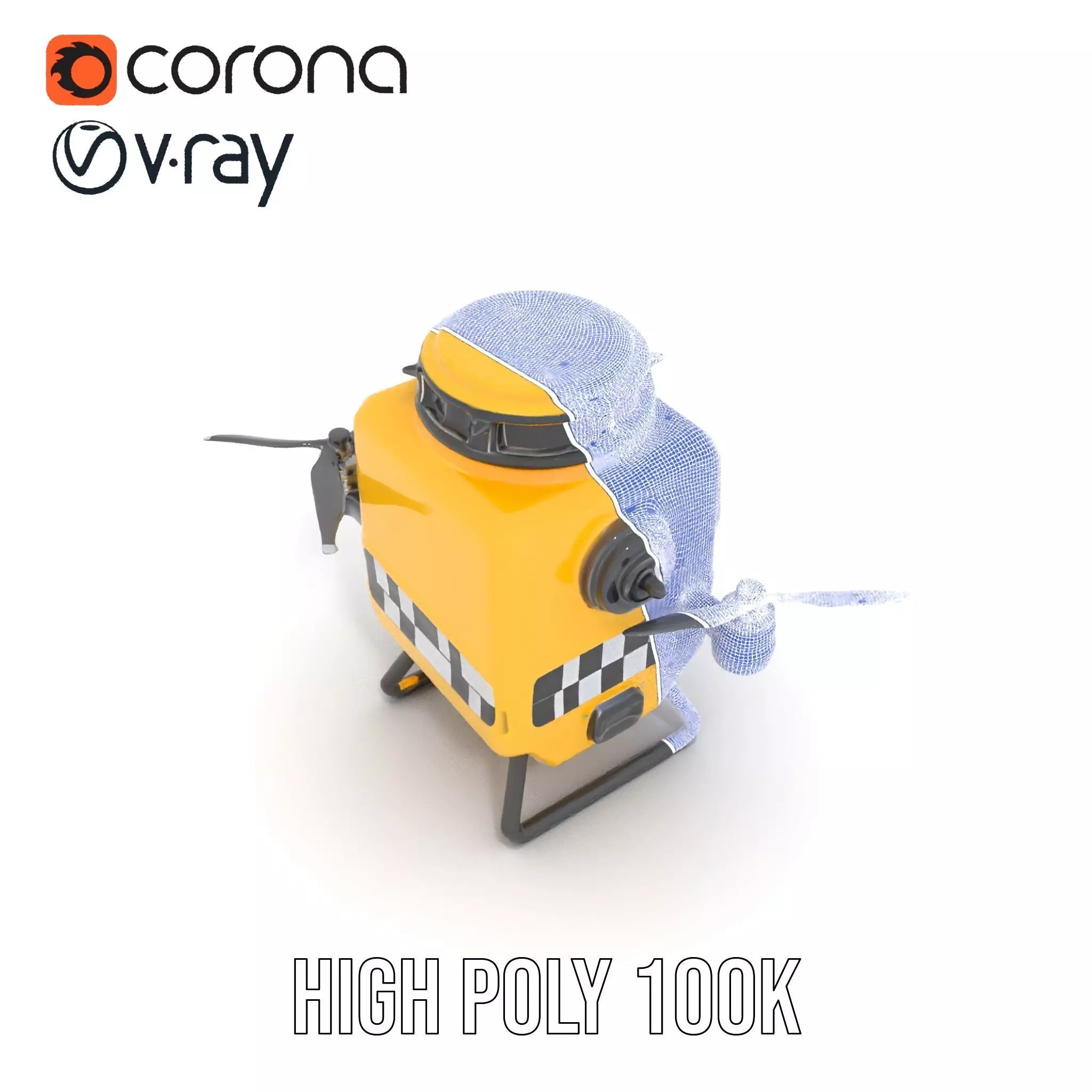 Yellow Surveillance Drone model pack Low-poly 3D model_33