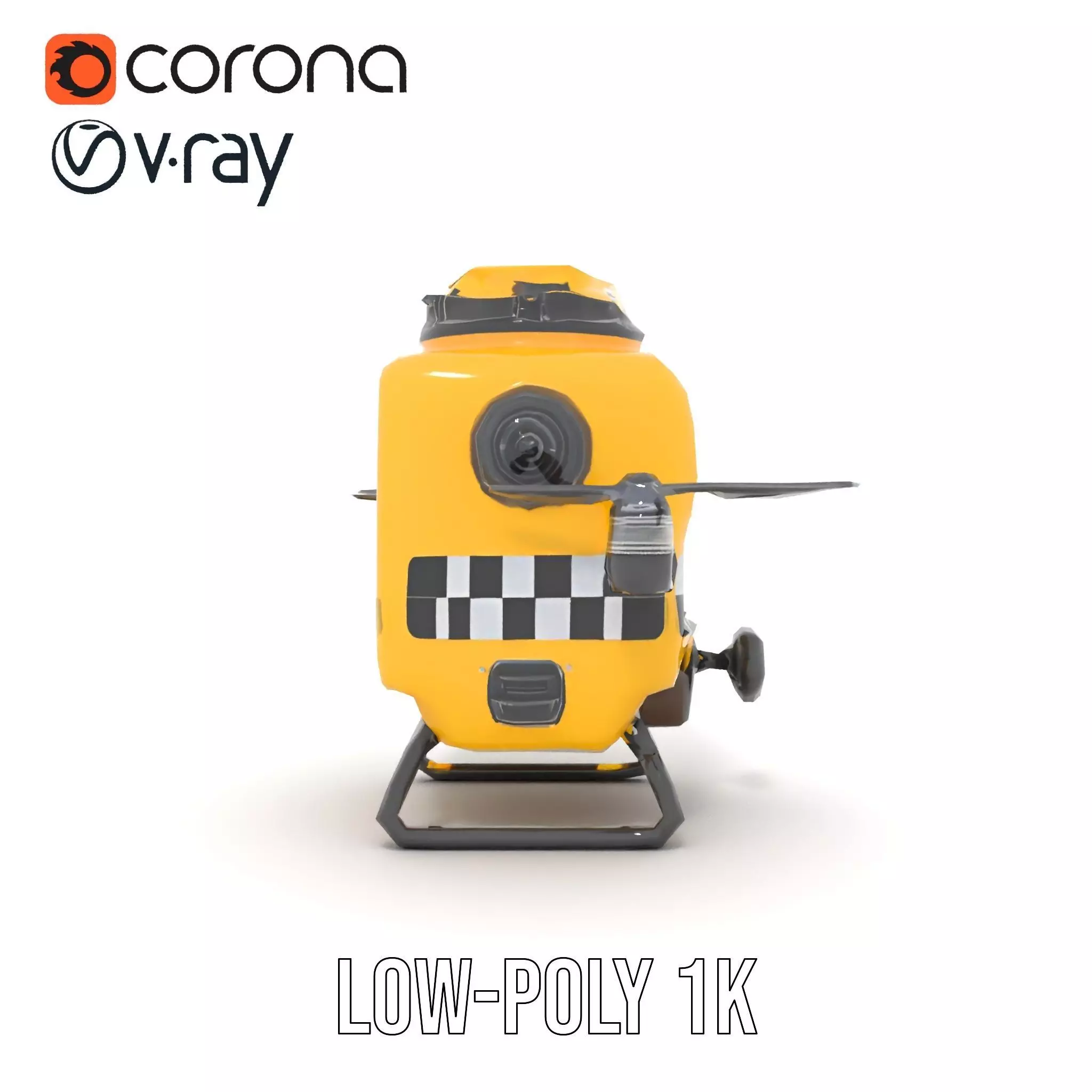 Yellow Surveillance Drone model pack Low-poly 3D model_16