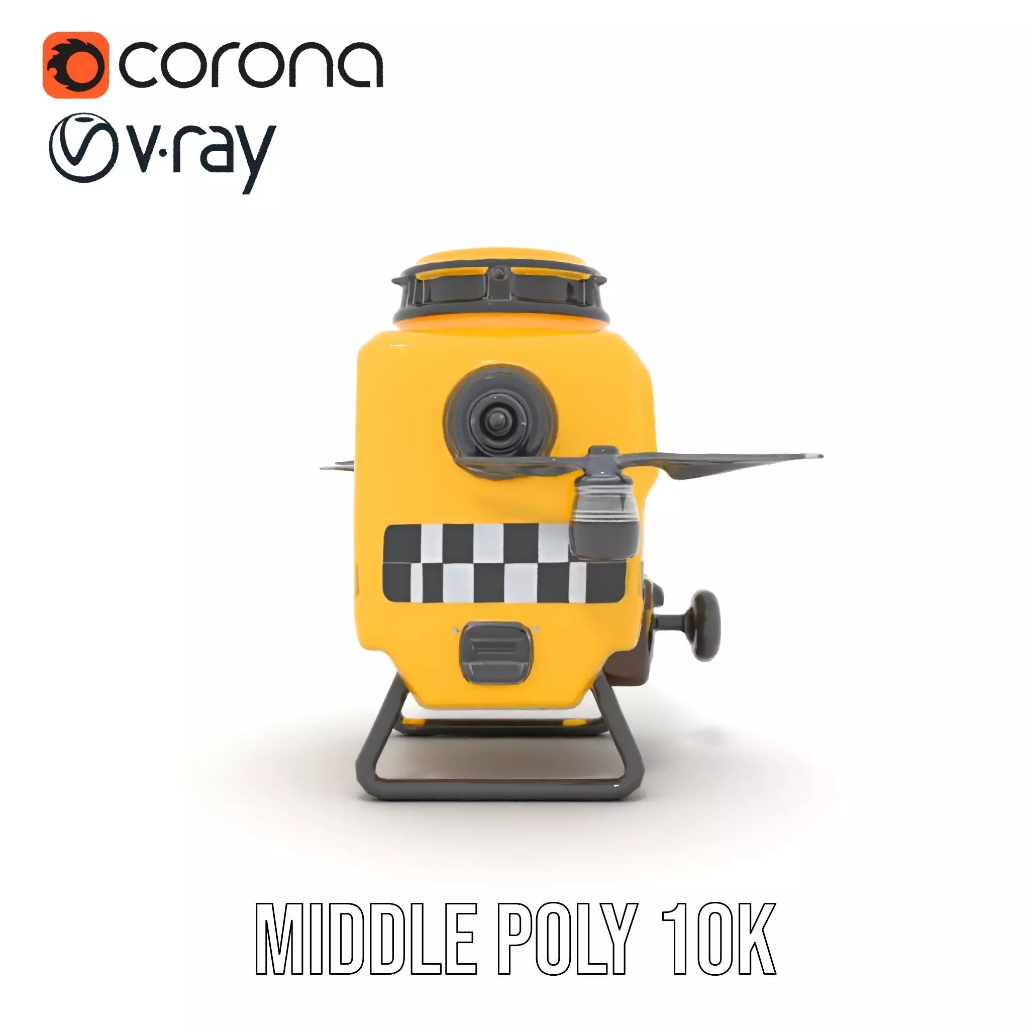 Yellow Surveillance Drone model pack Low-poly 3D model_11