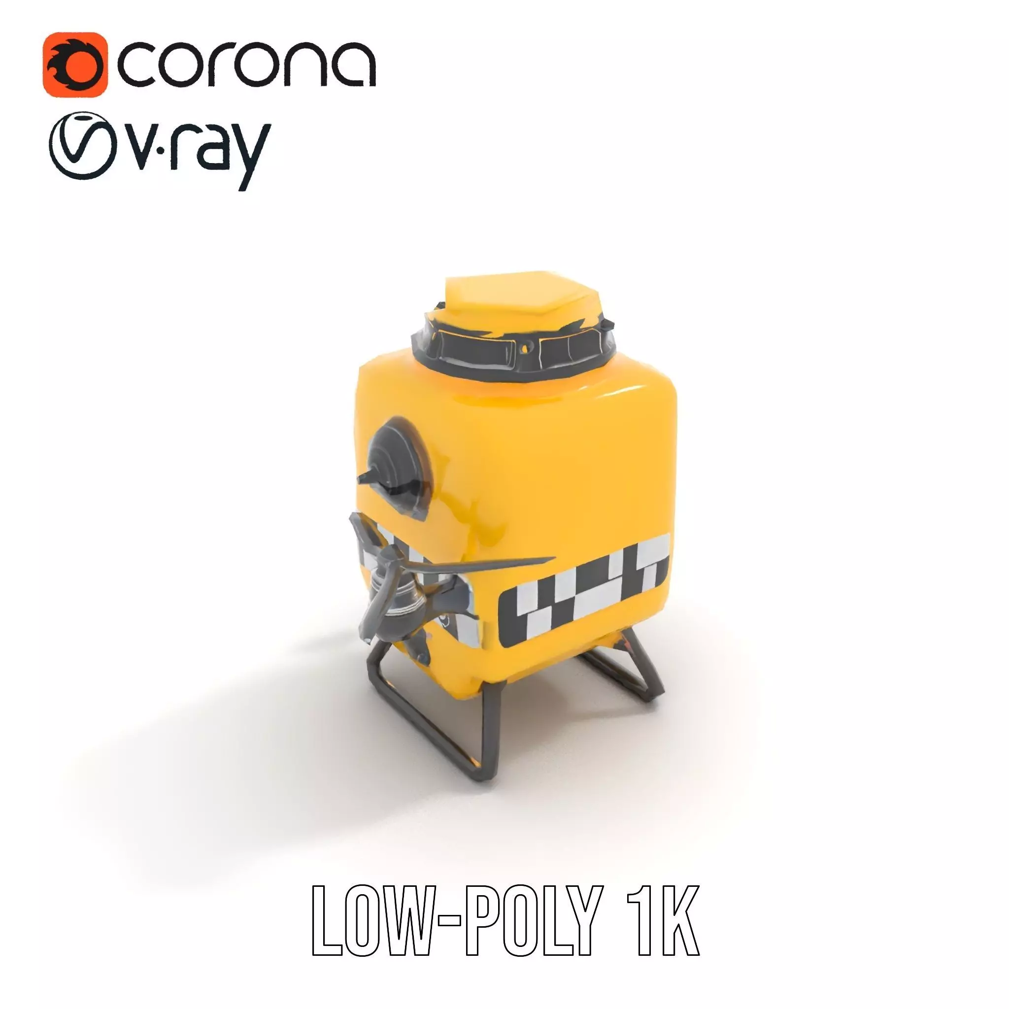 Yellow Surveillance Drone model pack Low-poly 3D model_9