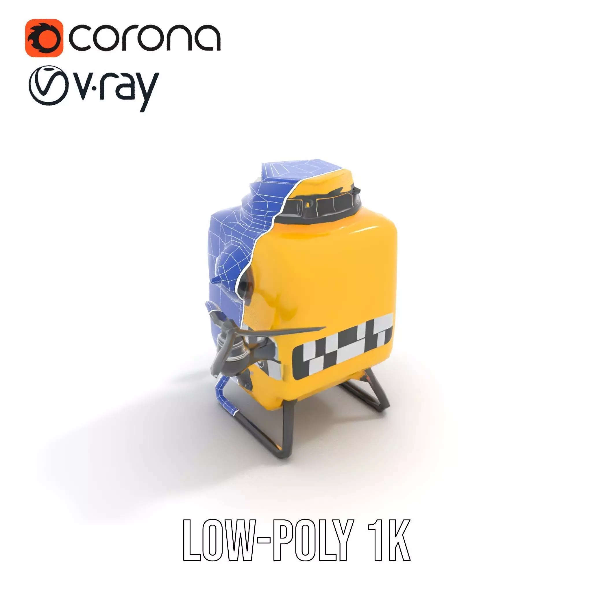 Yellow Surveillance Drone model pack Low-poly 3D model_22