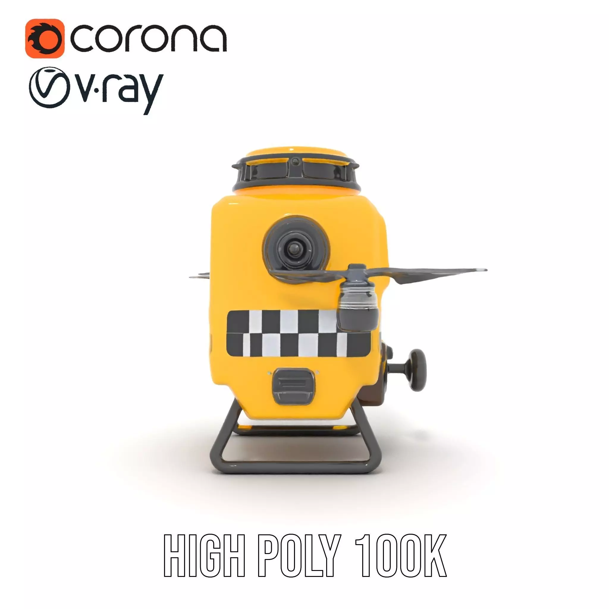 Yellow Surveillance Drone model pack Low-poly 3D model_29