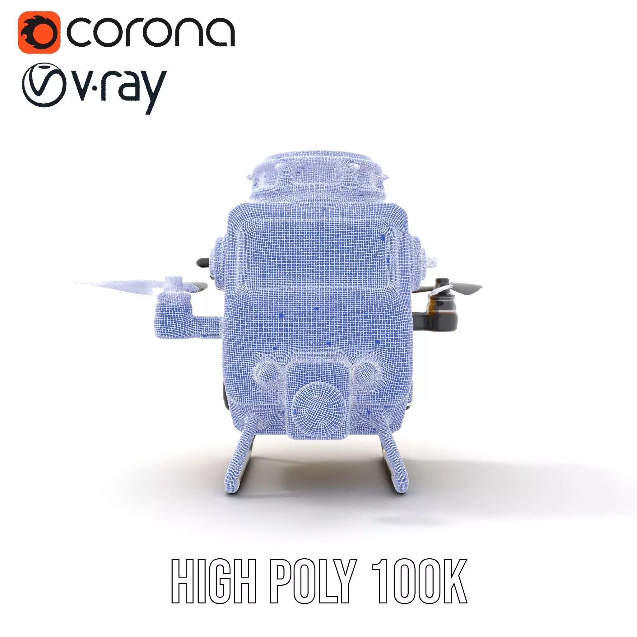 Yellow Surveillance Drone model pack Low-poly 3D model_34