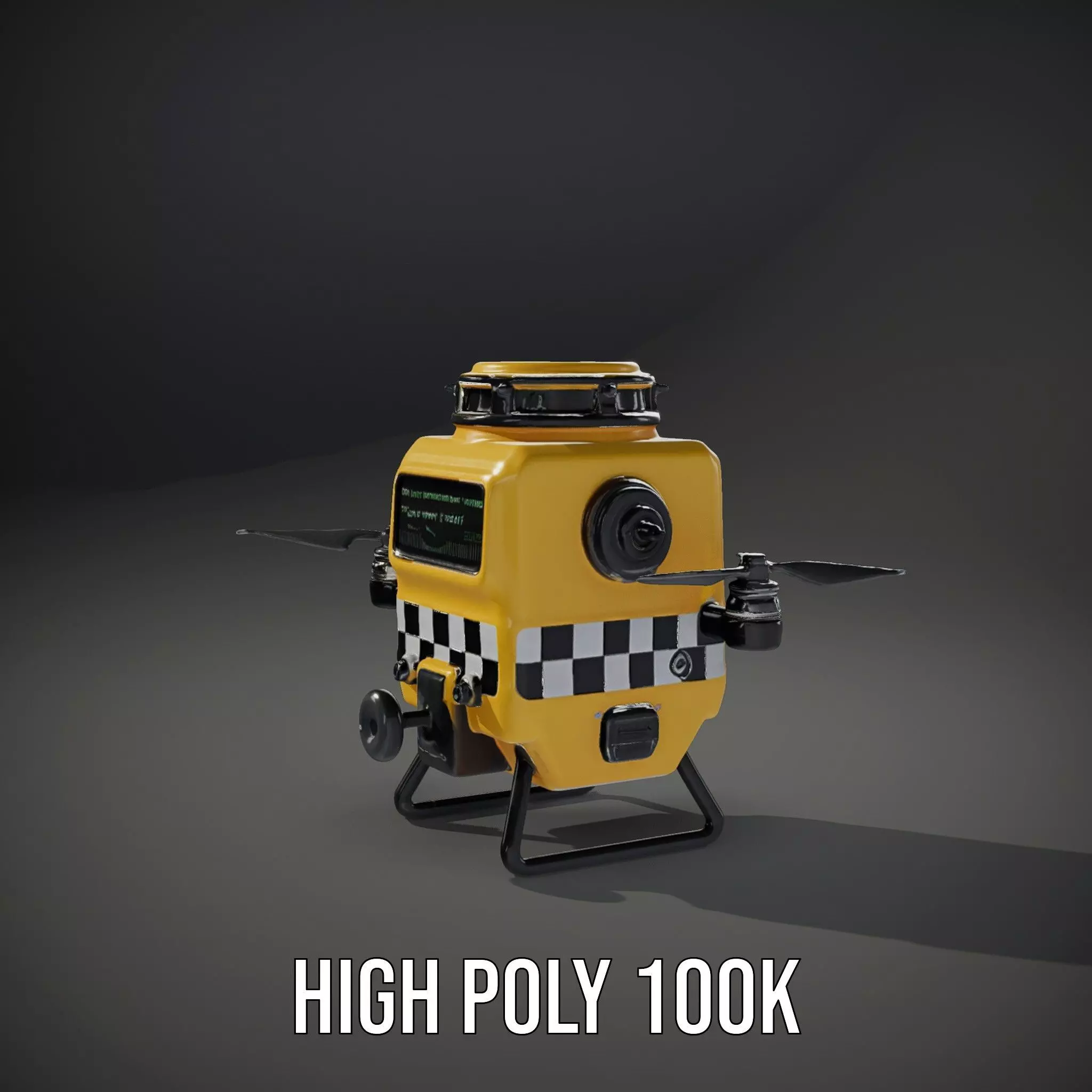 Yellow Surveillance Drone model pack Low-poly 3D model_10