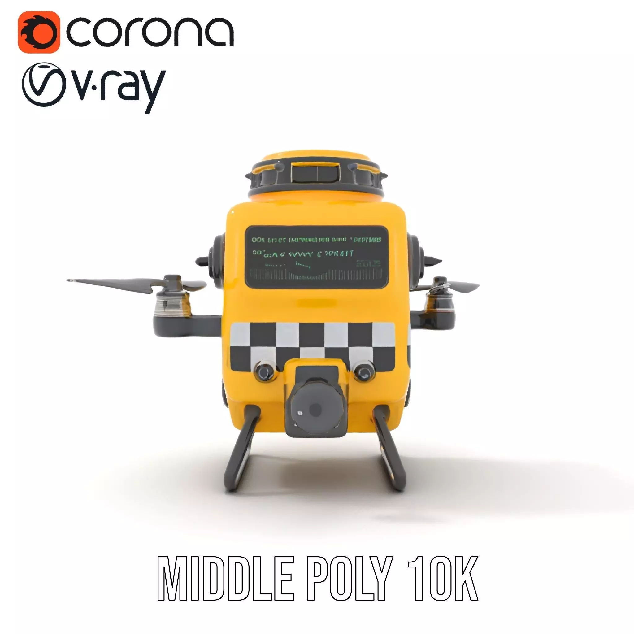 Yellow Surveillance Drone model pack Low-poly 3D model_21