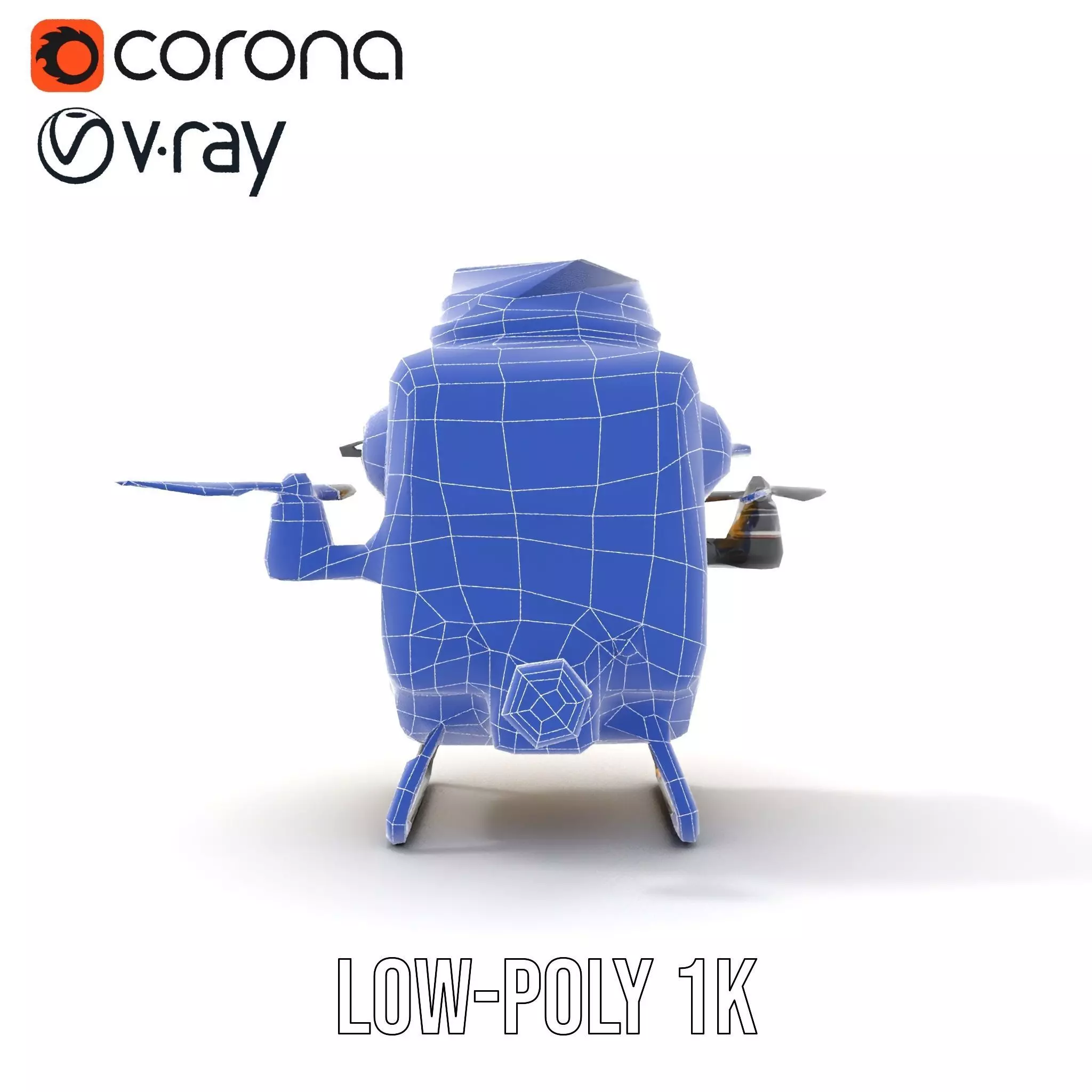 Yellow Surveillance Drone model pack Low-poly 3D model_31