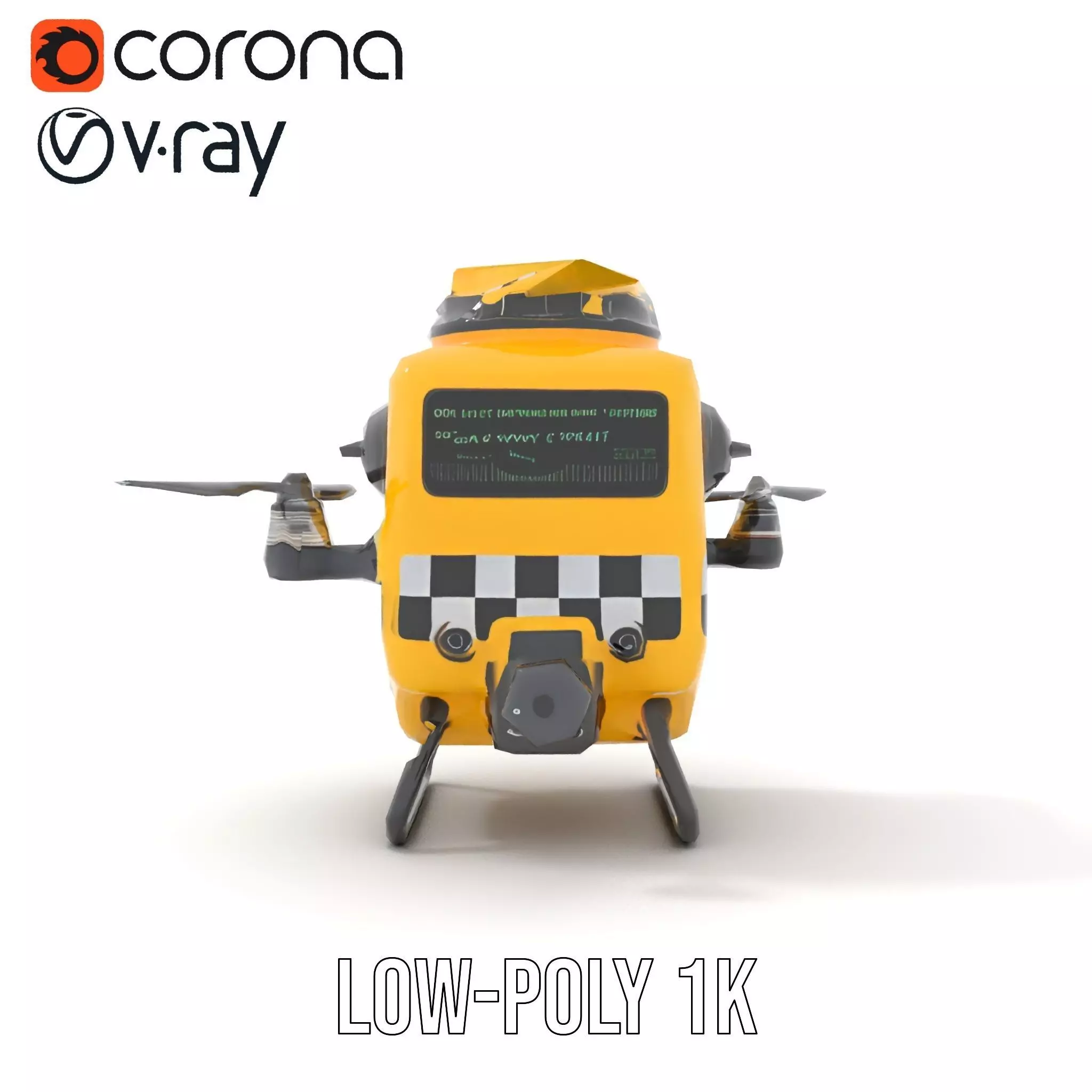 Yellow Surveillance Drone model pack Low-poly 3D model_19