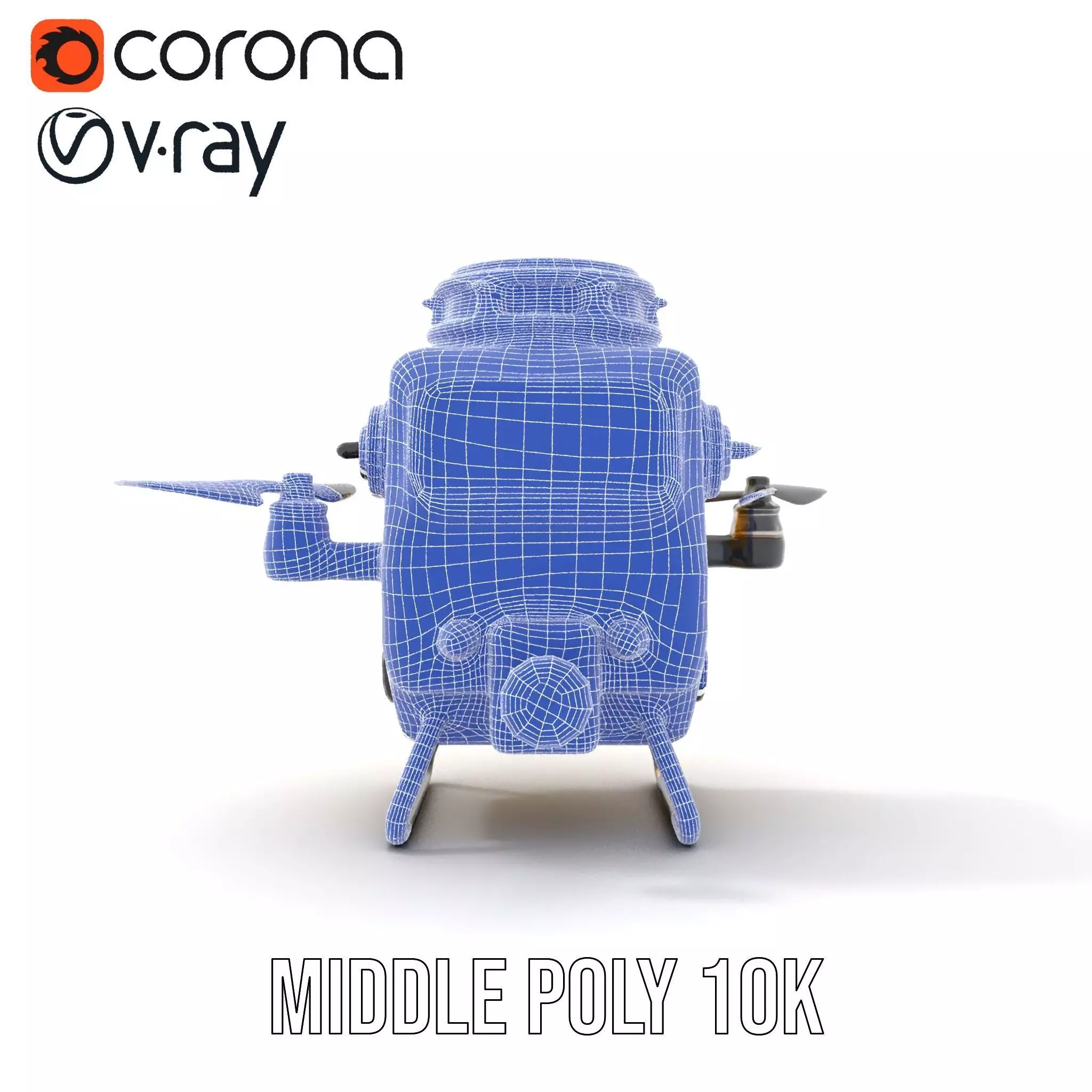 Yellow Surveillance Drone model pack Low-poly 3D model_27