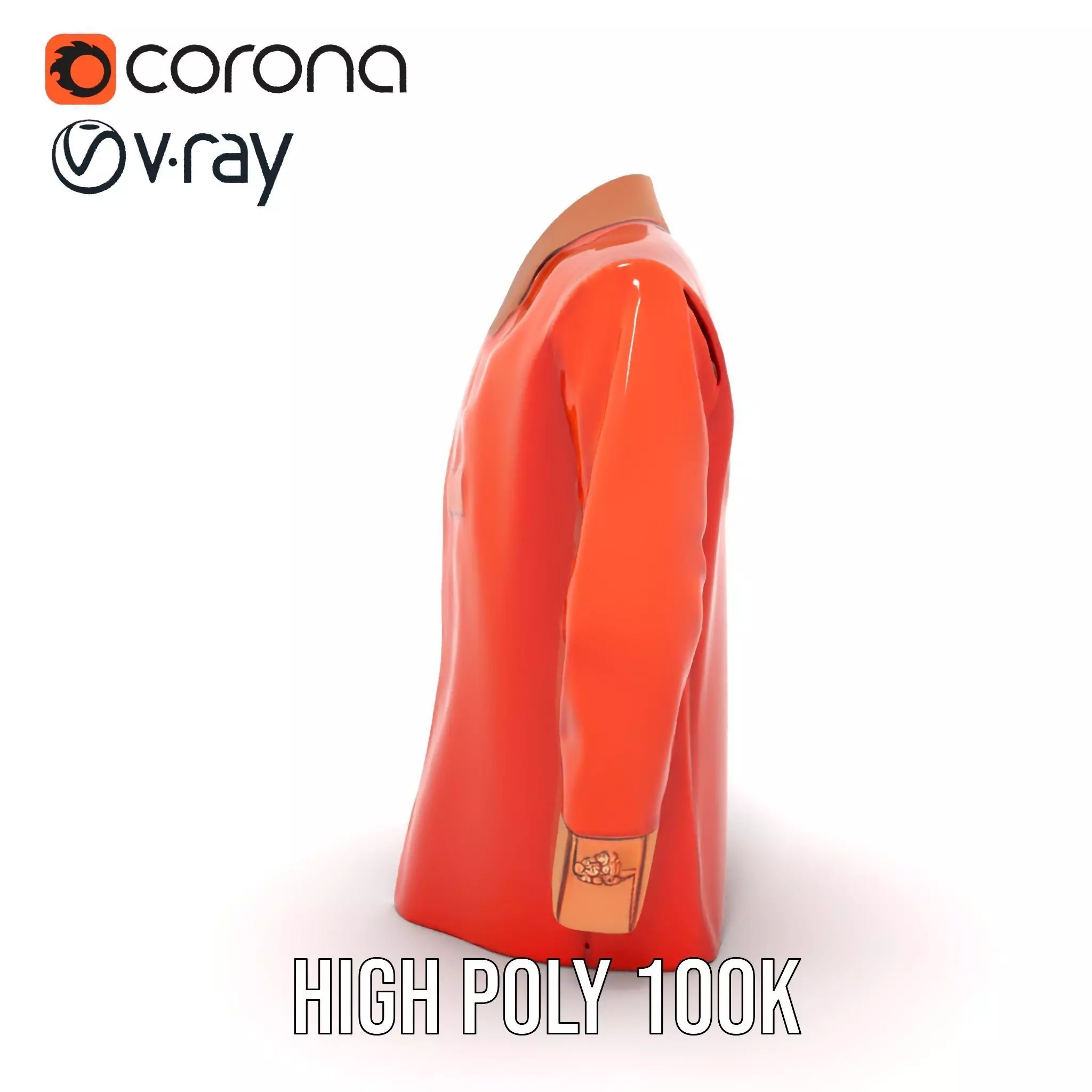 Elegant Orange Robe model pack Low-poly 3D model_20