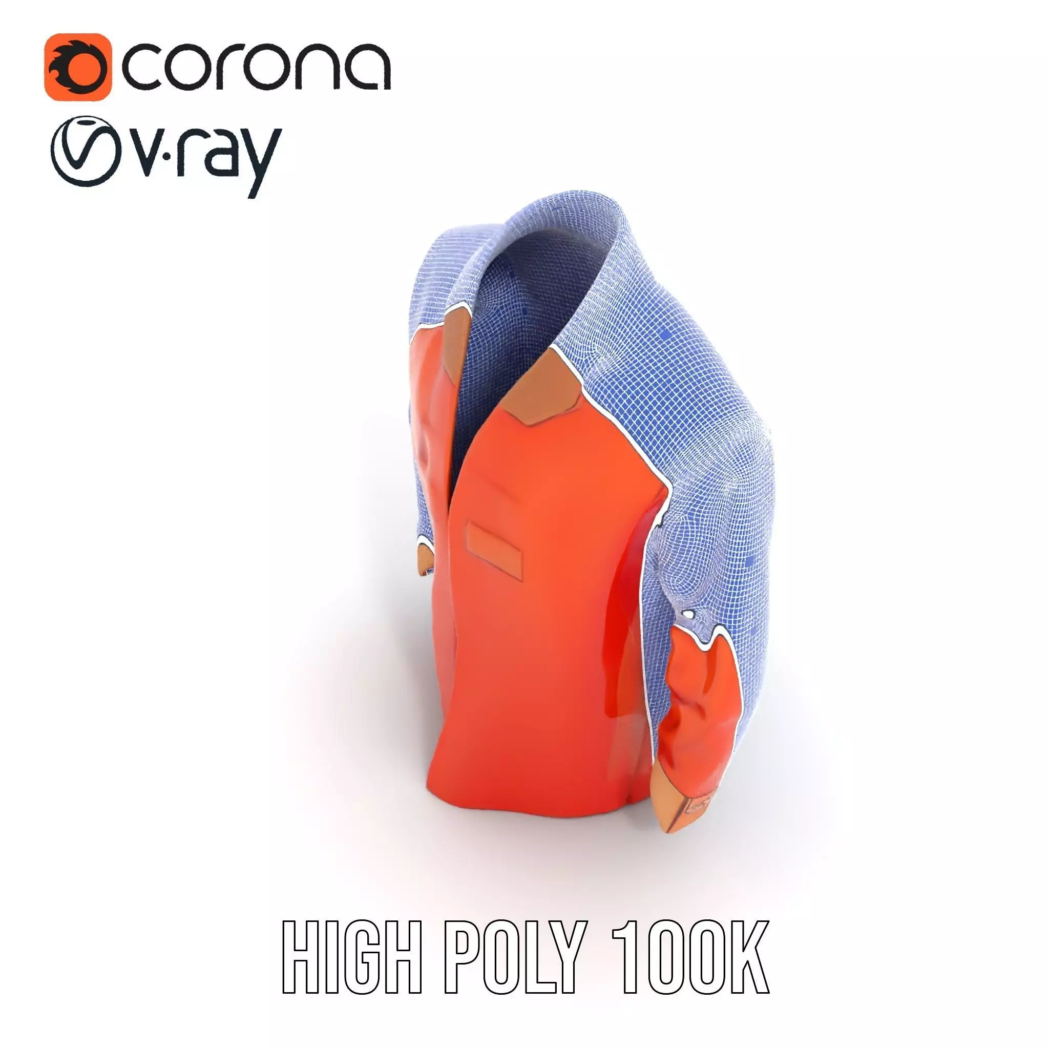 Elegant Orange Robe model pack Low-poly 3D model_23