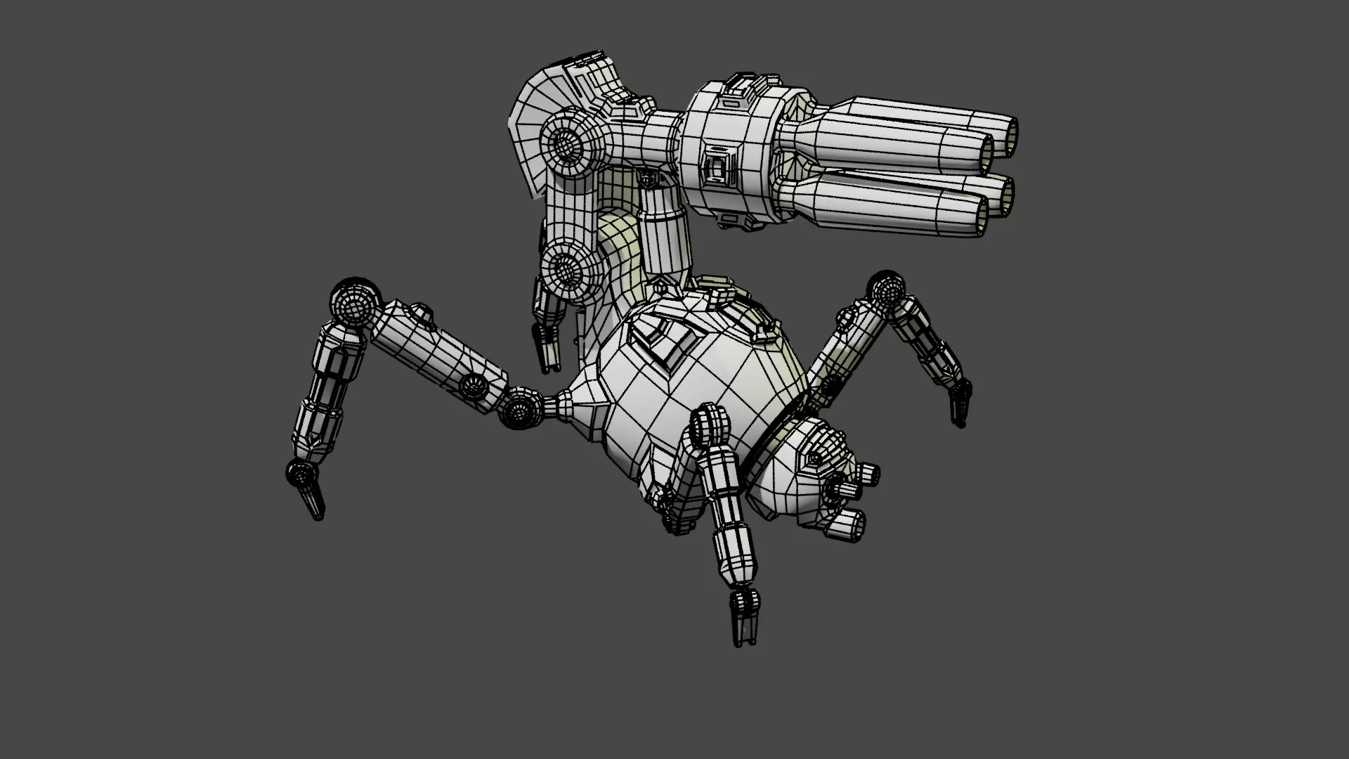 spider robot Low-poly 3D model_13