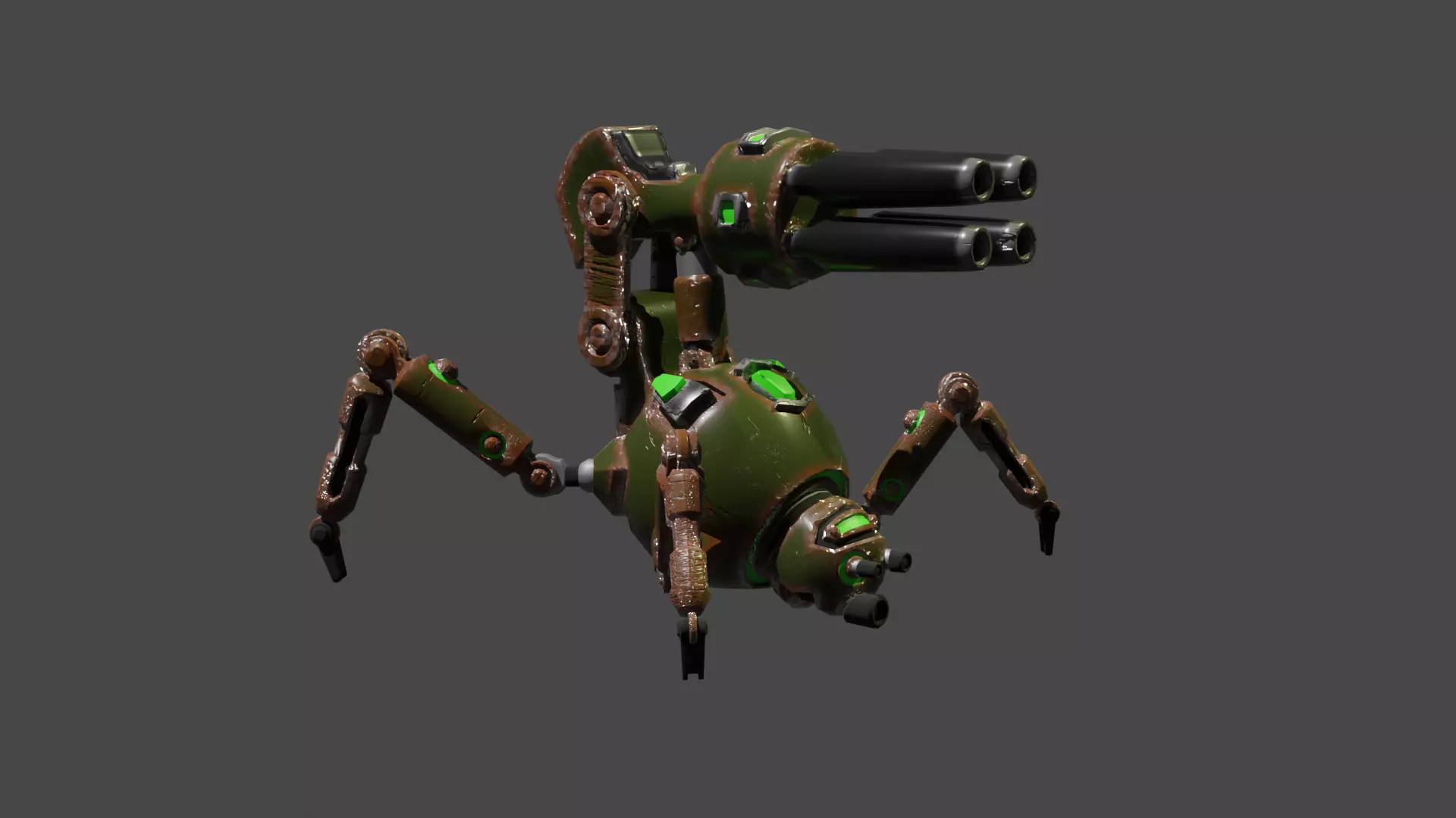 spider robot Low-poly 3D model_6