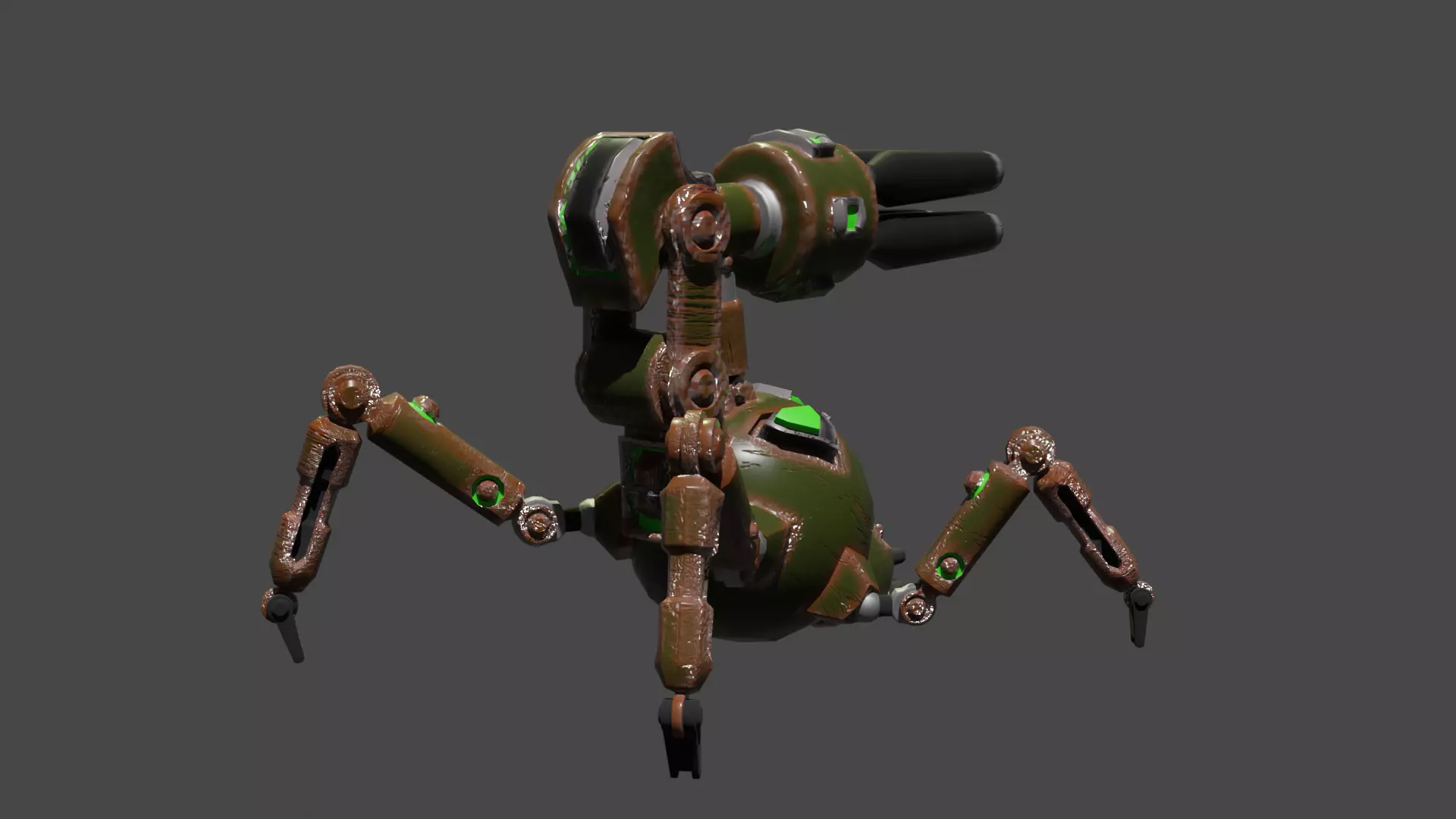 spider robot Low-poly 3D model_7