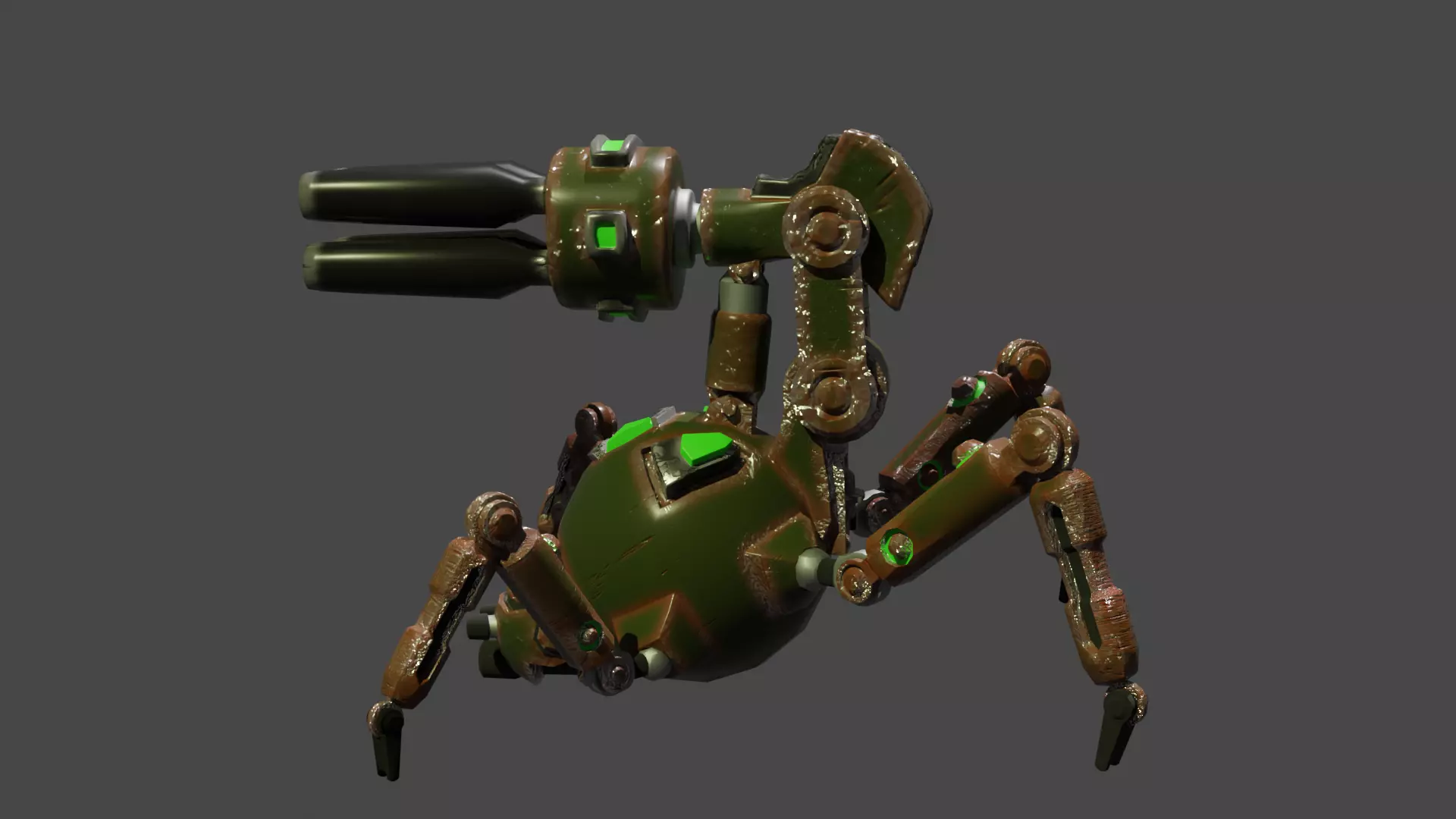 spider robot Low-poly 3D model_4