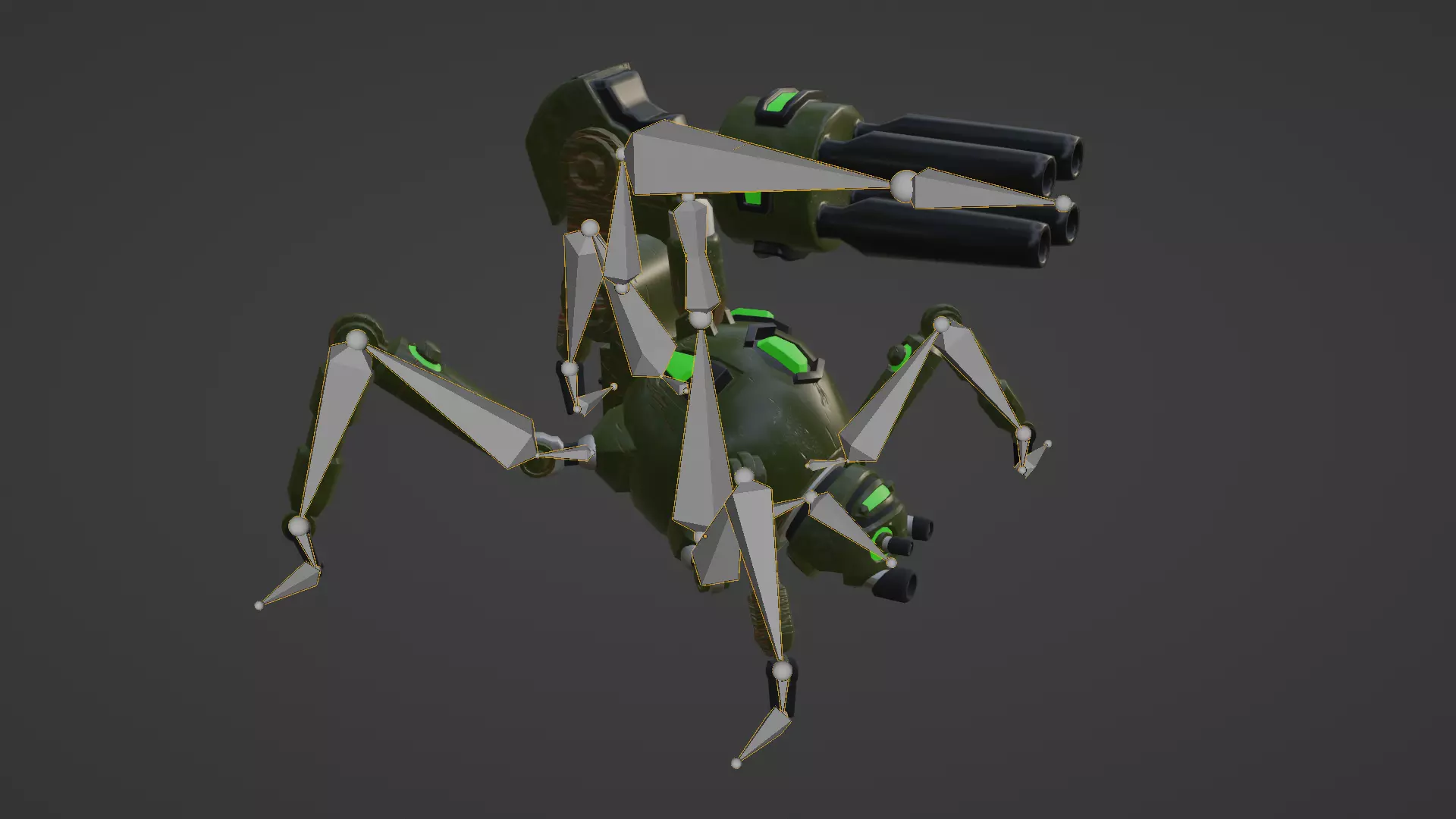 spider robot Low-poly 3D model_9