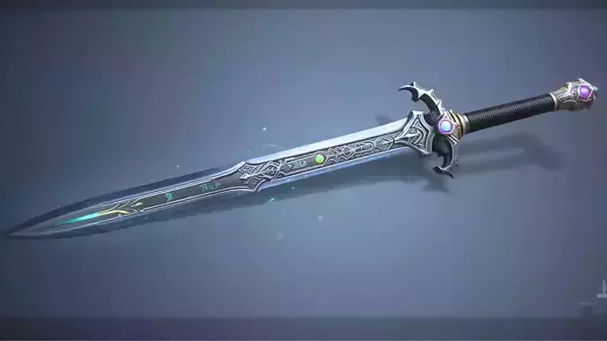 Stylish Fantasy Sword 3D Model PBR Textured  Game-Ready Weapon