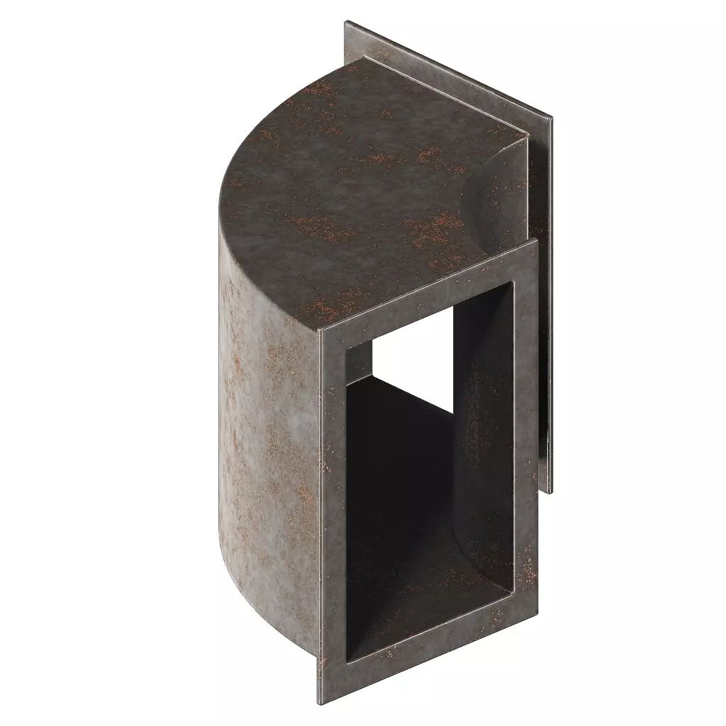Rusty Rectangular Elbow Duct 3D model_3