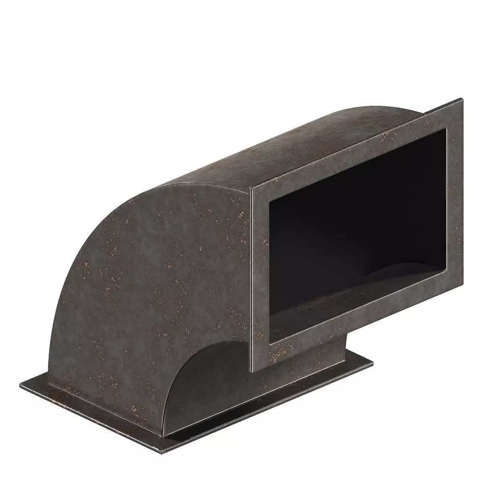 Rusty Rectangular Elbow Duct 3D model_2