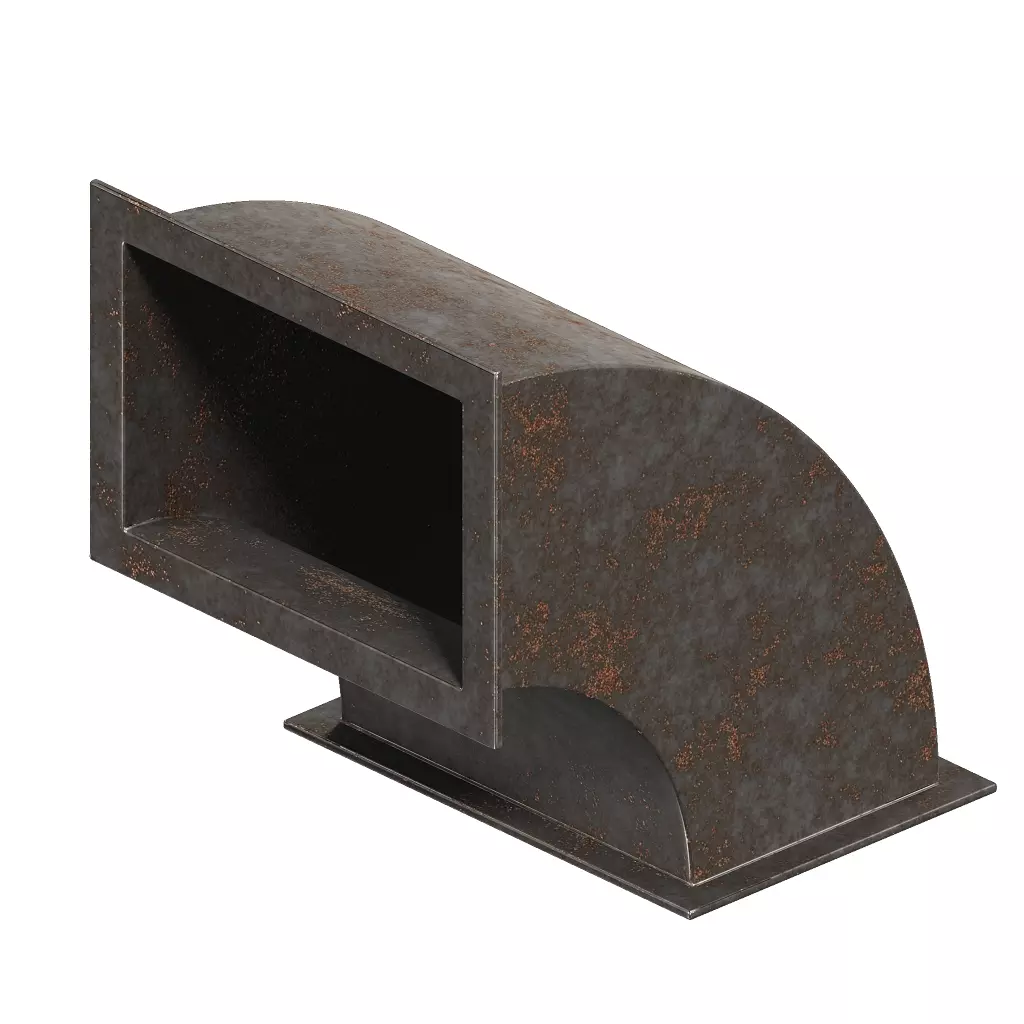 Rusty Rectangular Elbow Duct 3D model_1