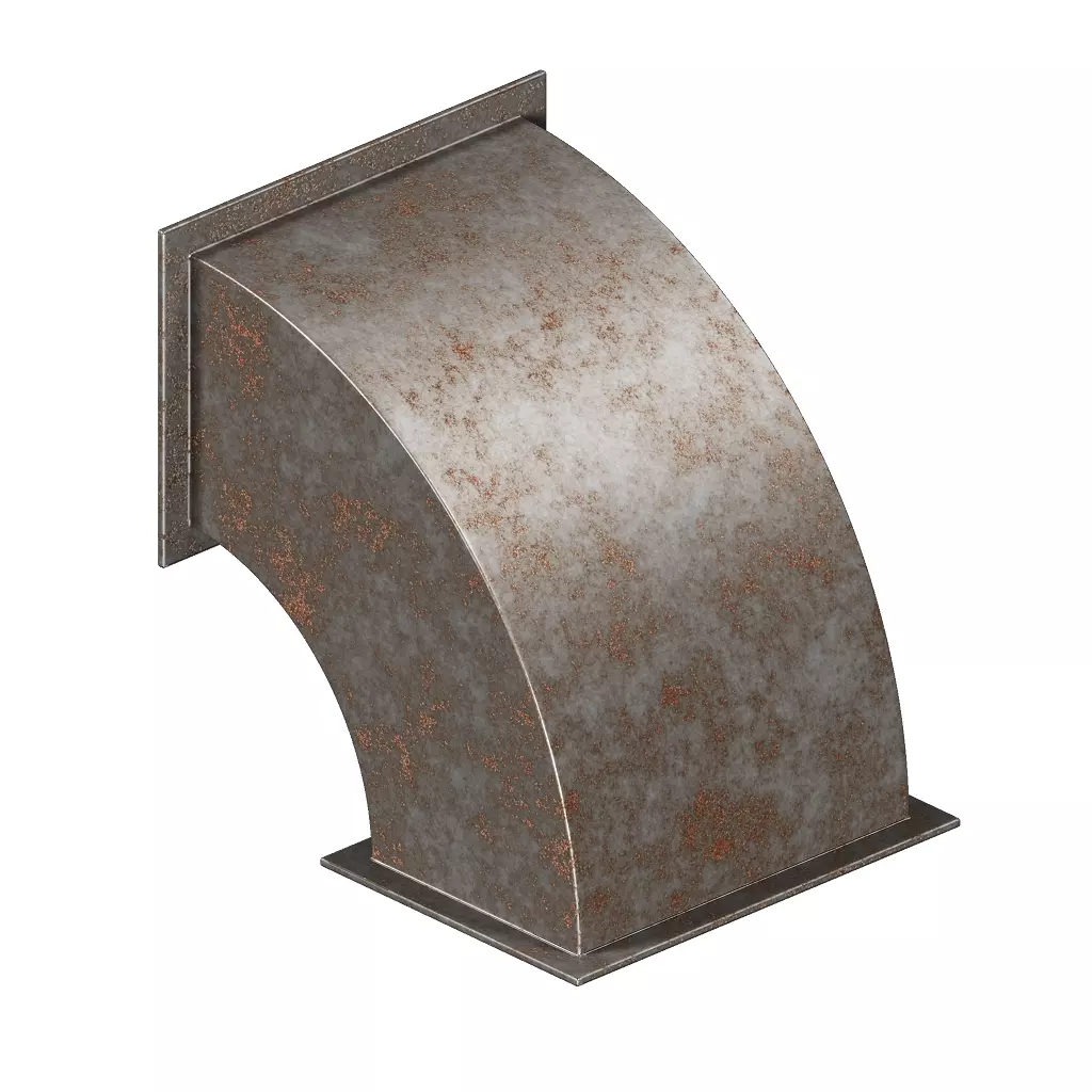 Rusty Rectangular Elbow Duct 3D model_0