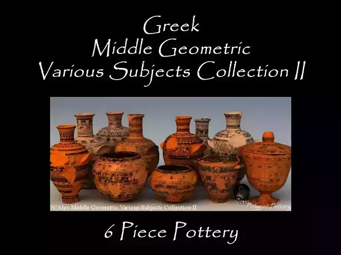 Greek Mid Geometric Various Subjects Col II 6 Piece Pottery