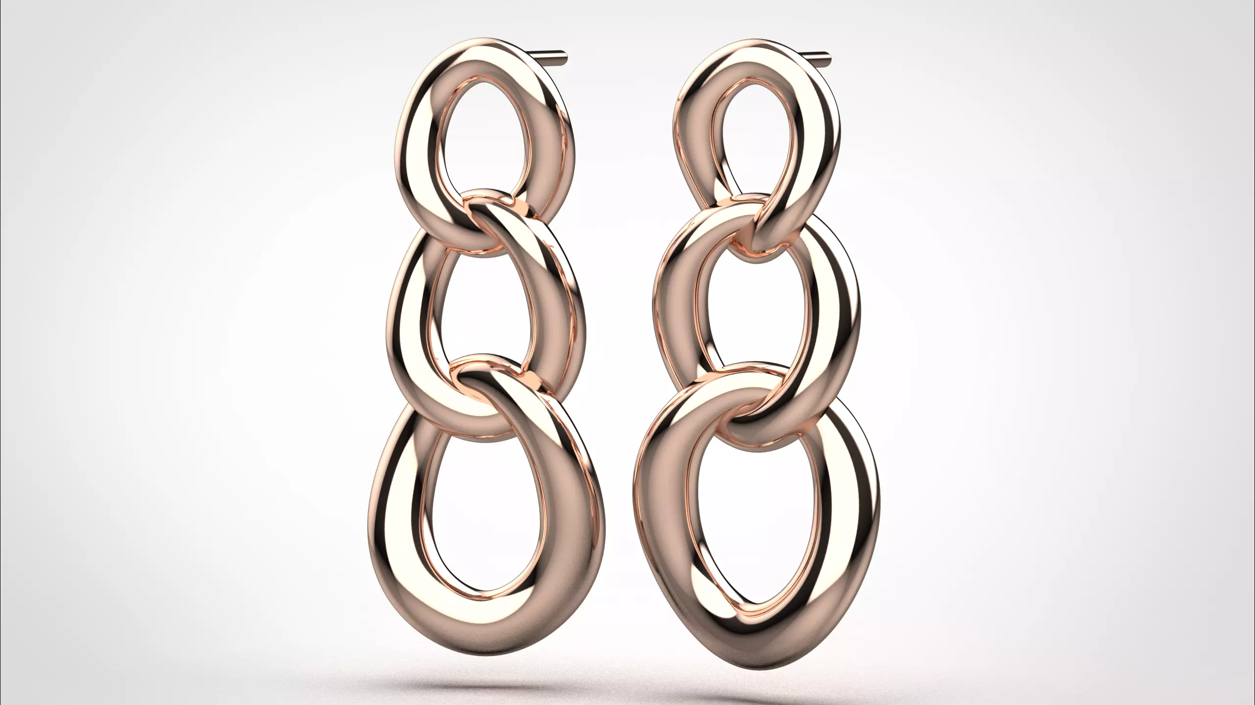 Chain earring stl obj 3D print model ER022 3D print model 3D print model_18