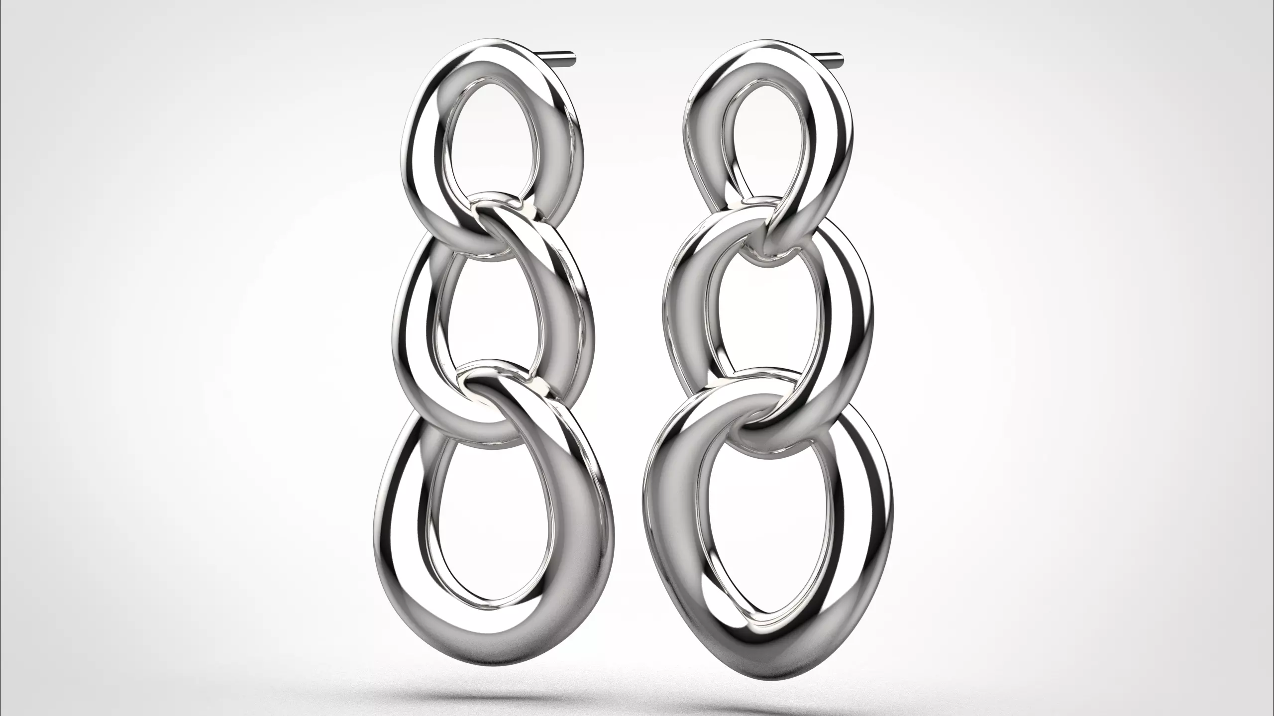 Chain earring stl obj 3D print model ER022 3D print model 3D print model_0