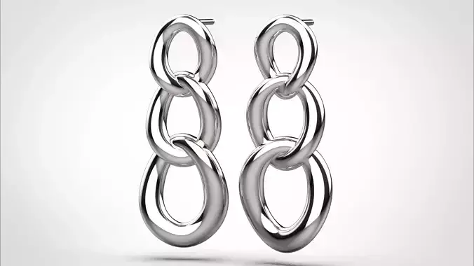 Chain earring stl obj 3D print model ER022 3D print model