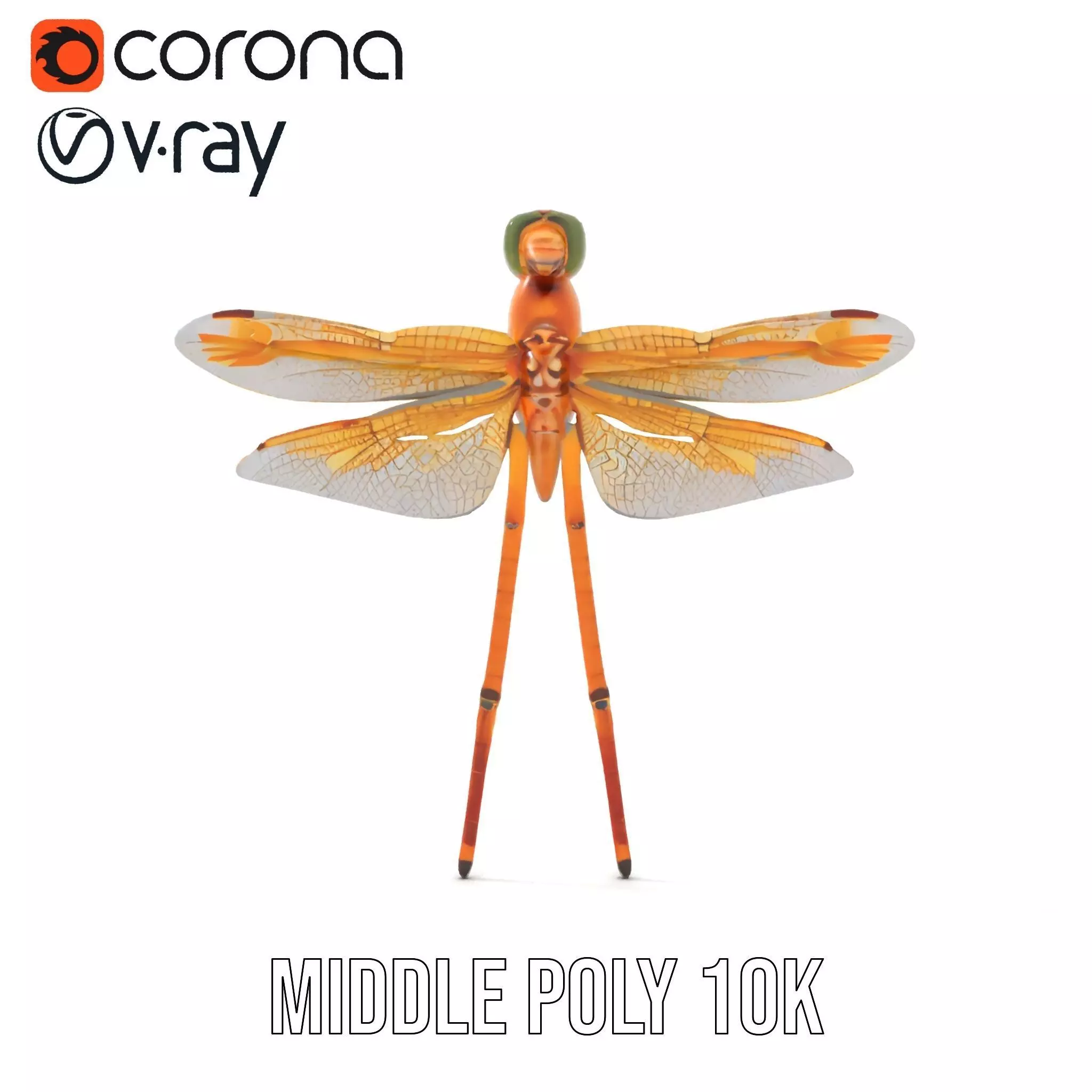 Golden Dragonfly model pack Low-poly 3D model_16