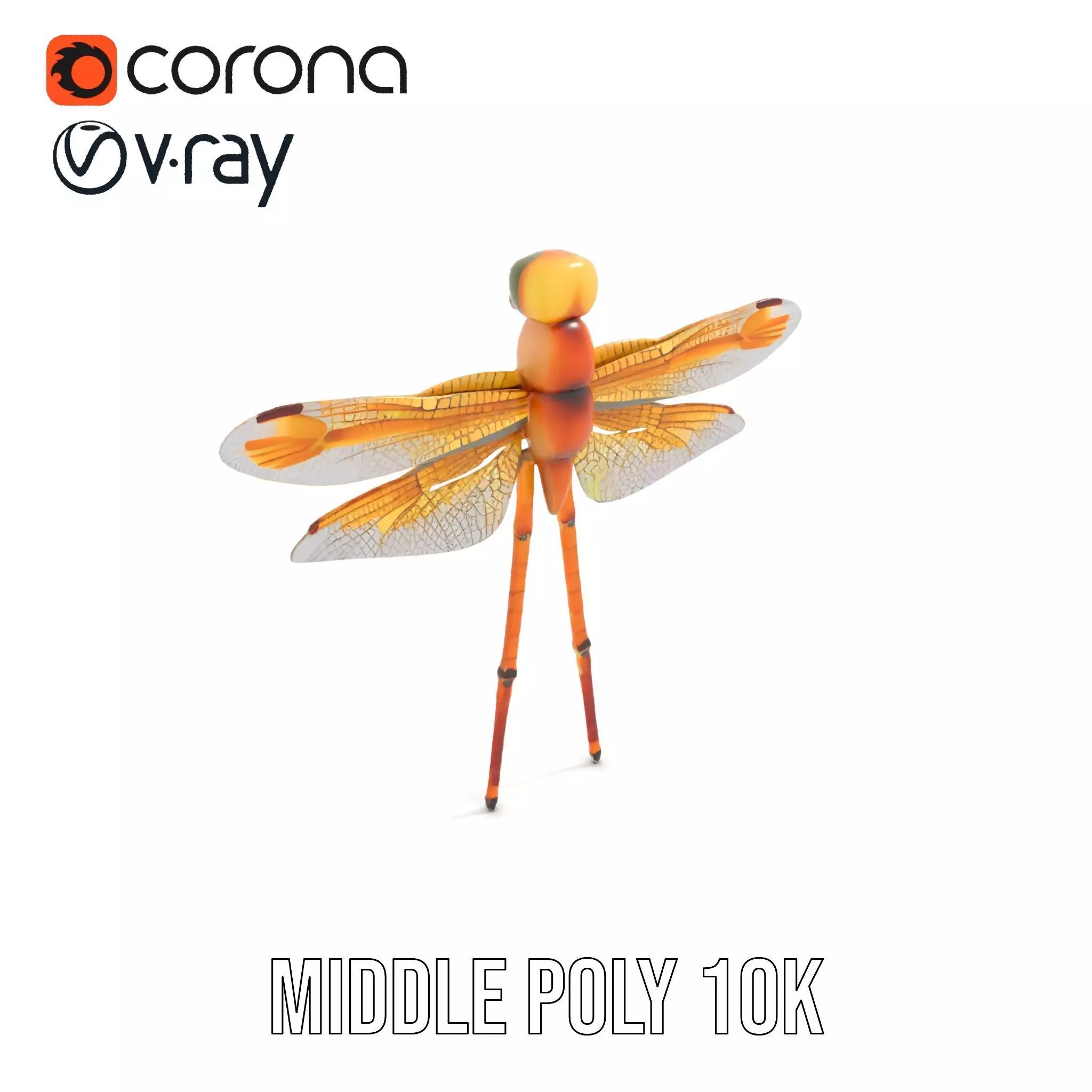 Golden Dragonfly model pack Low-poly 3D model_22