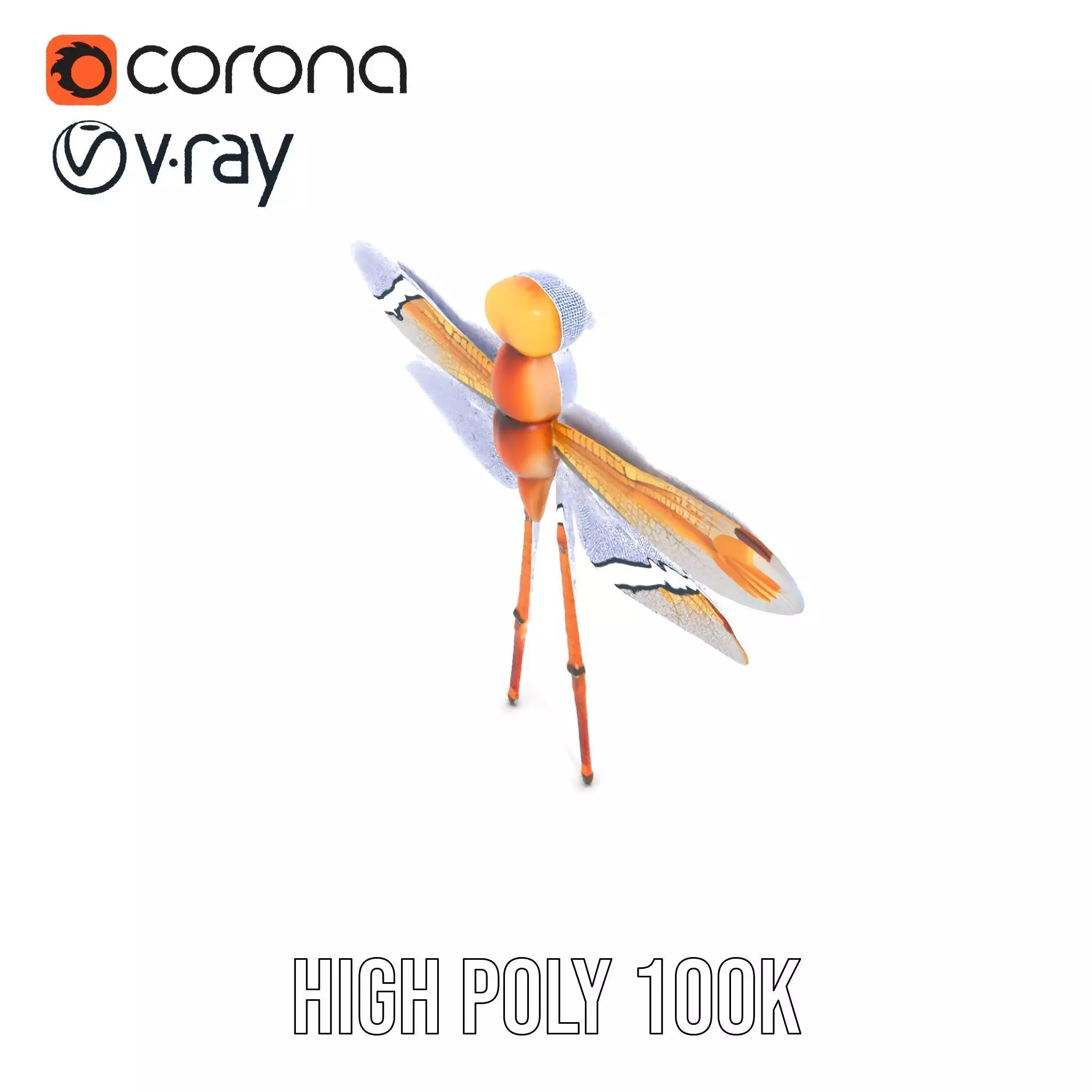 Golden Dragonfly model pack Low-poly 3D model_26