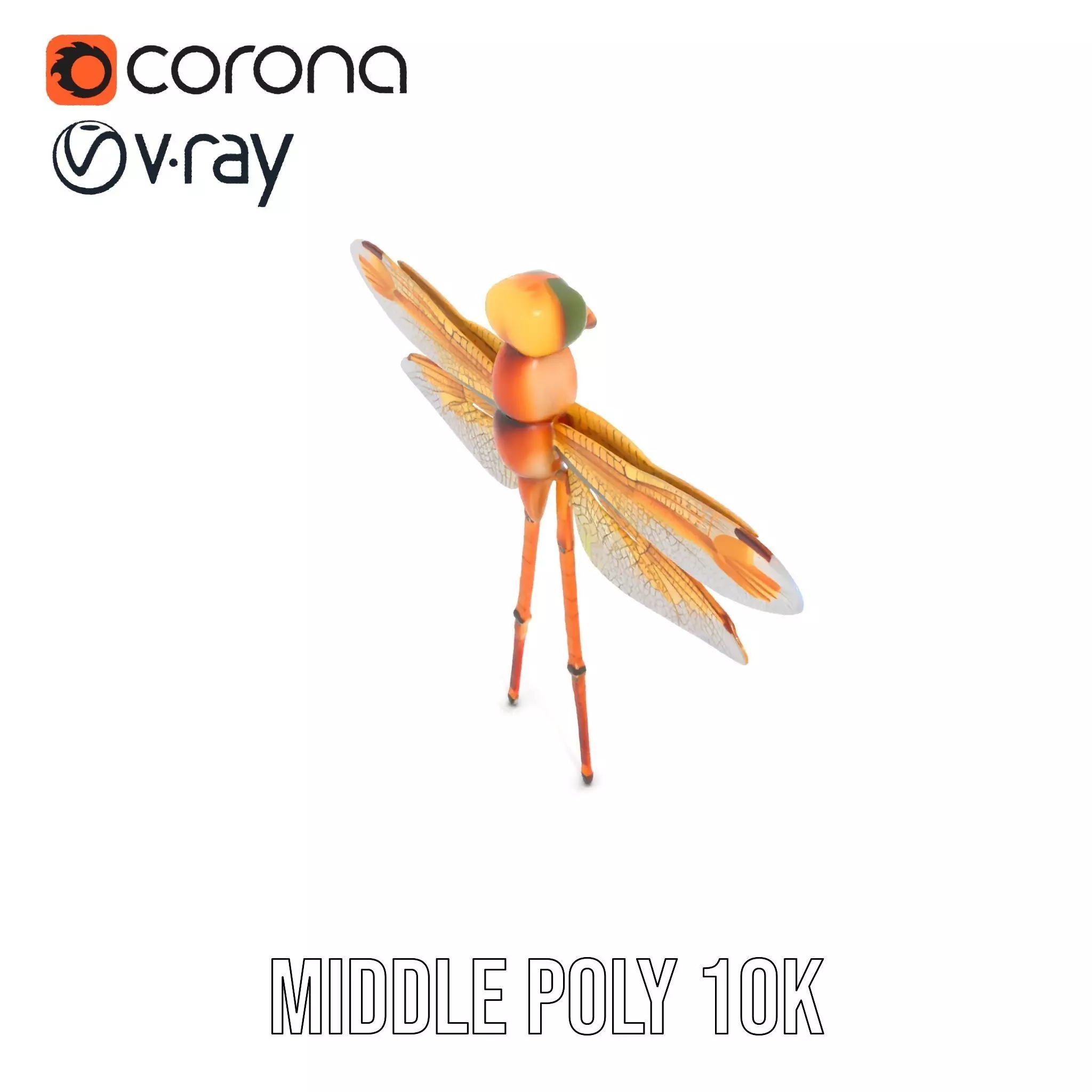 Golden Dragonfly model pack Low-poly 3D model_6