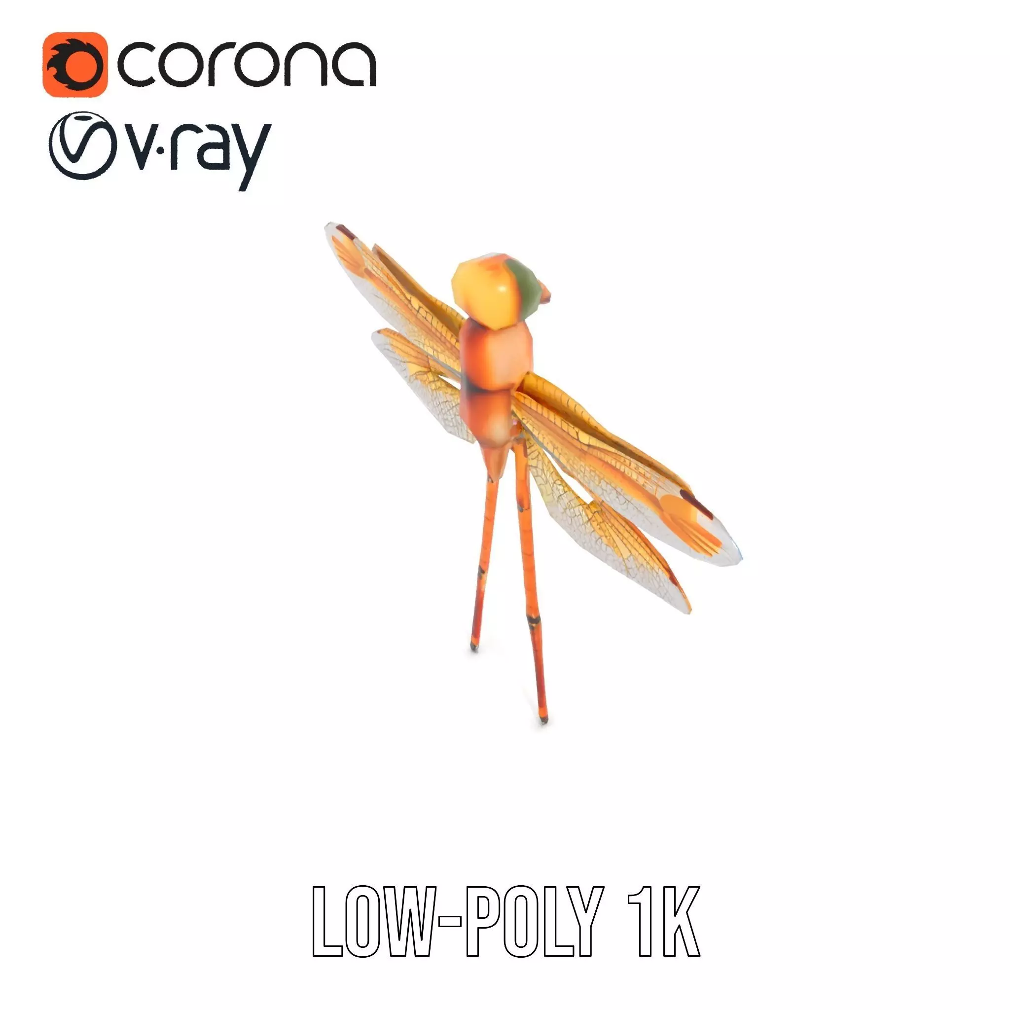 Golden Dragonfly model pack Low-poly 3D model_7
