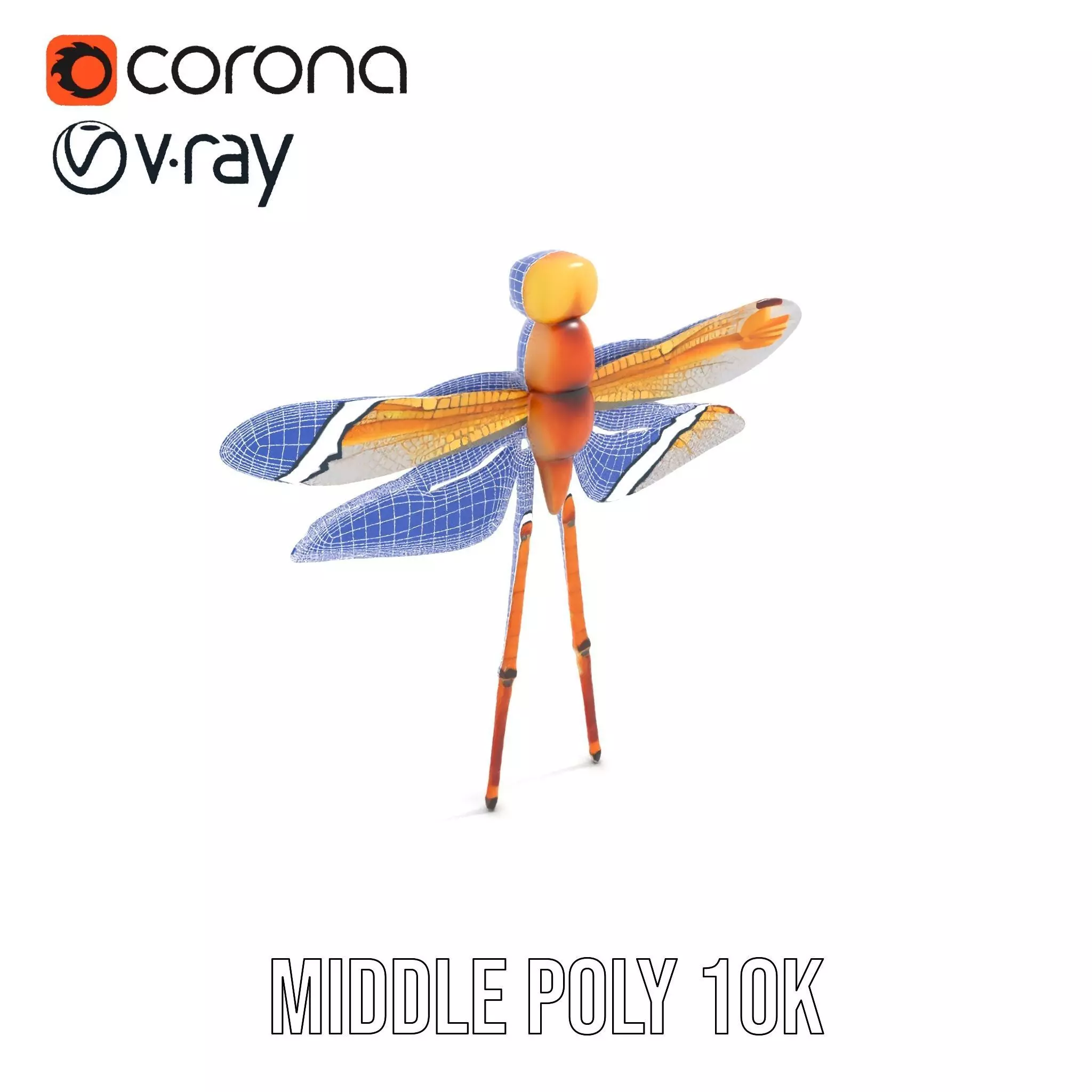 Golden Dragonfly model pack Low-poly 3D model_5