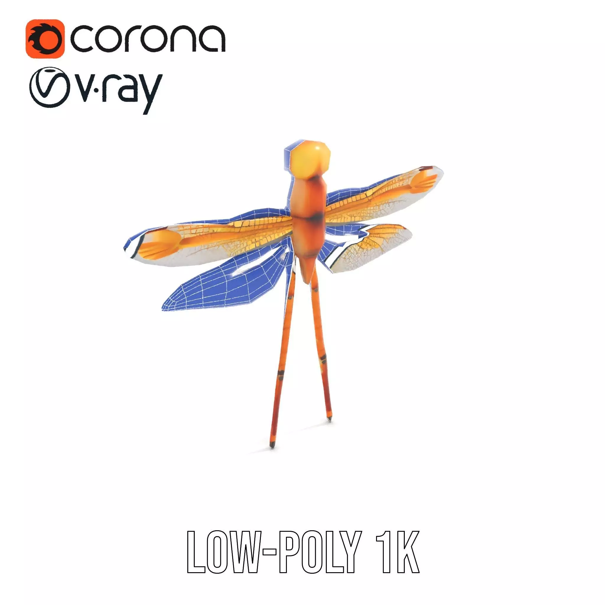 Golden Dragonfly model pack Low-poly 3D model_28