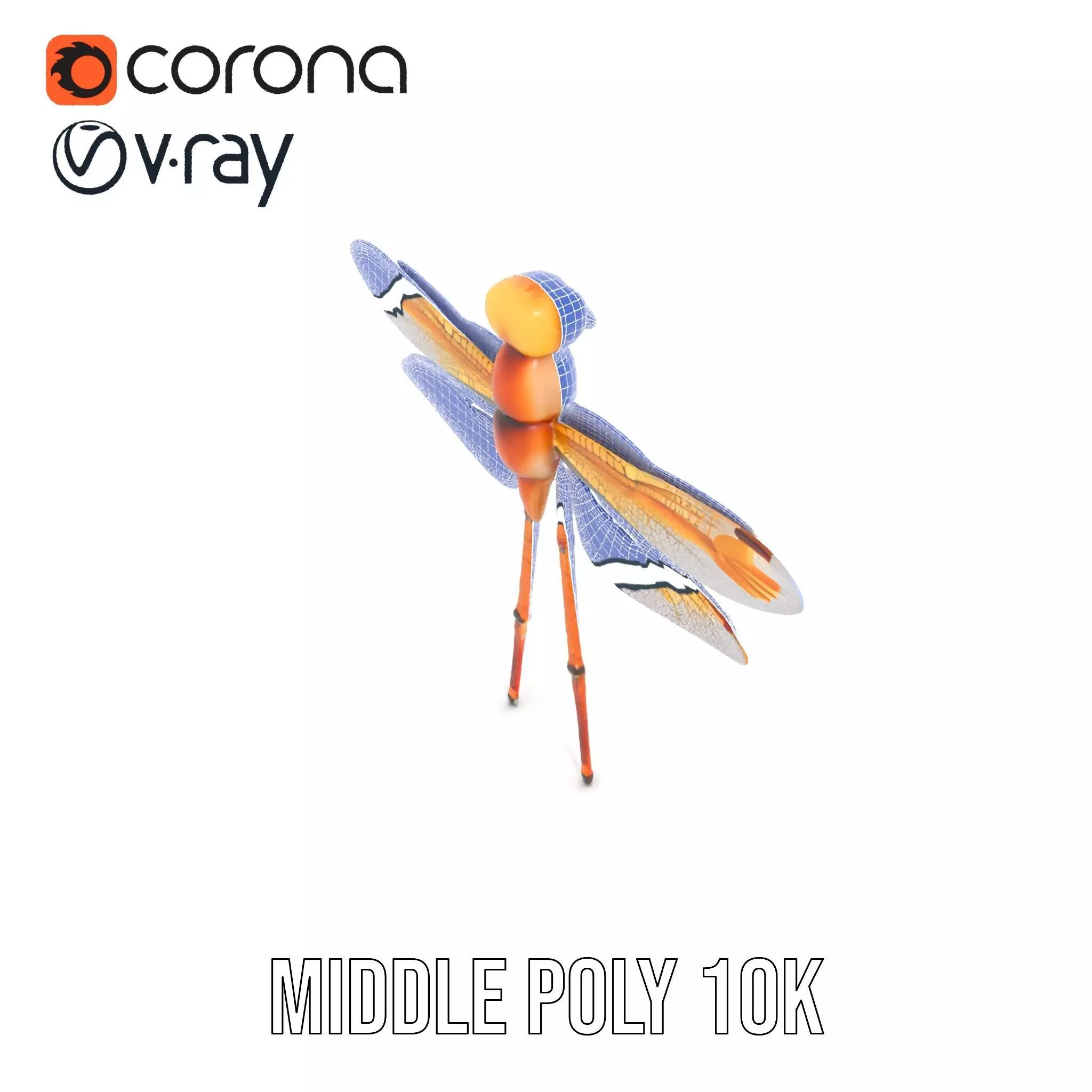 Golden Dragonfly model pack Low-poly 3D model_11