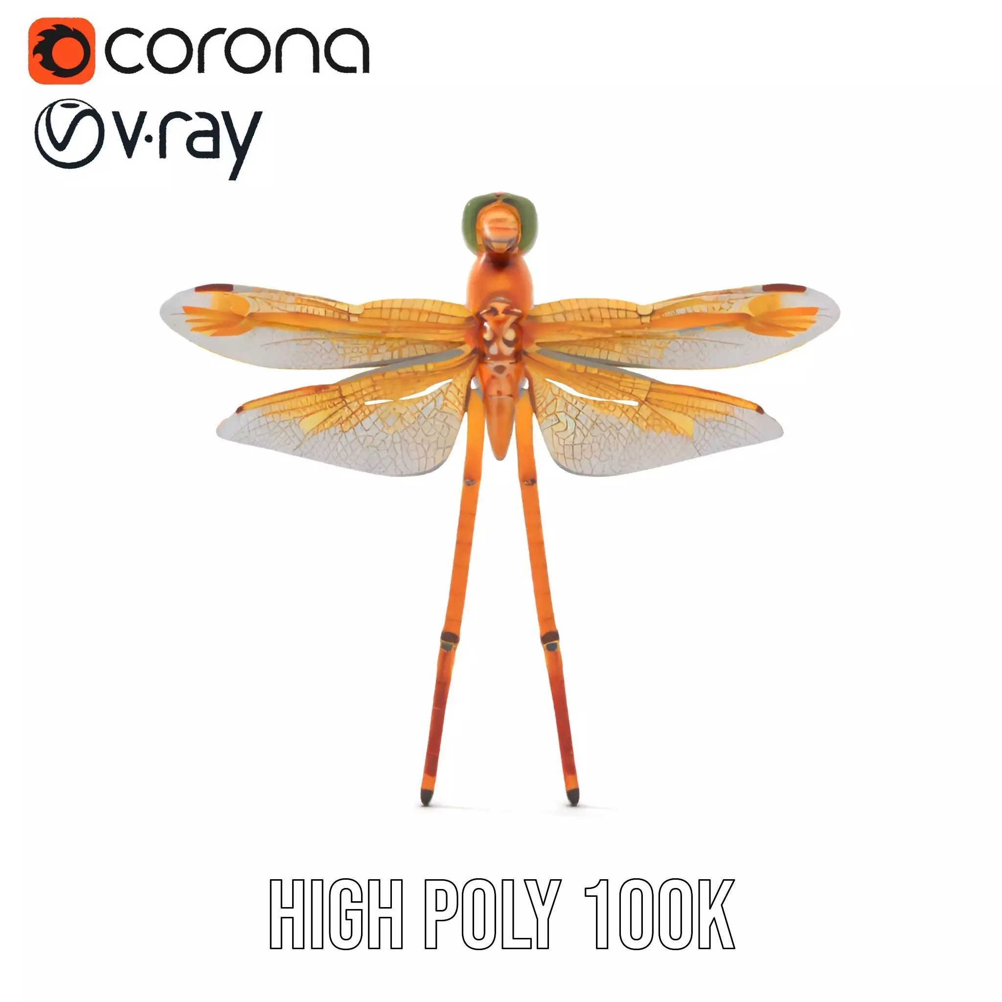 Golden Dragonfly model pack Low-poly 3D model_15